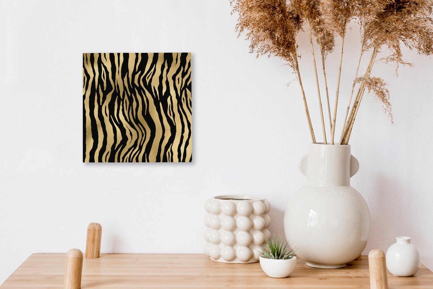 OneMillionCanvasses® Leinwandbild Leinwand für - Schlafzimmer Bilder Wohnzimmer Gold, - Zebra (1 St), Muster