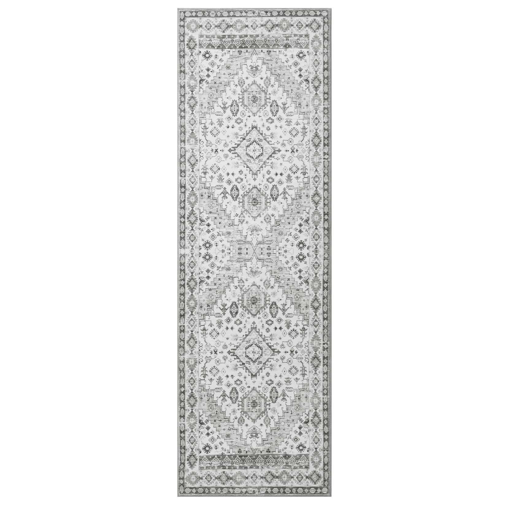 GarveeMore Teppich Waschbarer Vintage Orientteppich Designteppich Läufer Teppich, Rechteckig, Niedriger Flor, Antirutsch, für Flur, Wohnzimmer, Küche