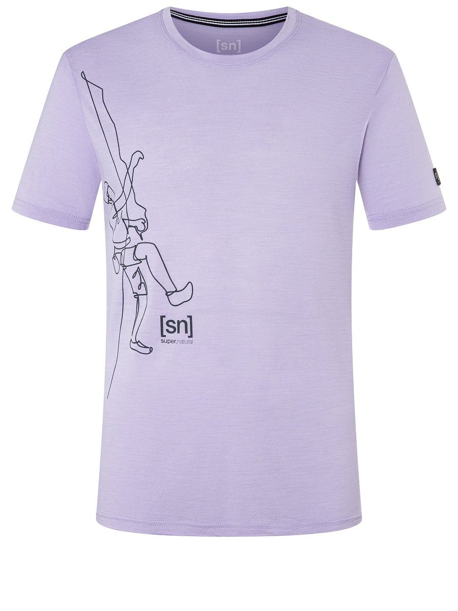 funktioneller SUPER.NATURAL TEE M CLIMBING Chic Lavender/Urban Merino T-Shirt LINE Print-Shirt Merino-Materialmix