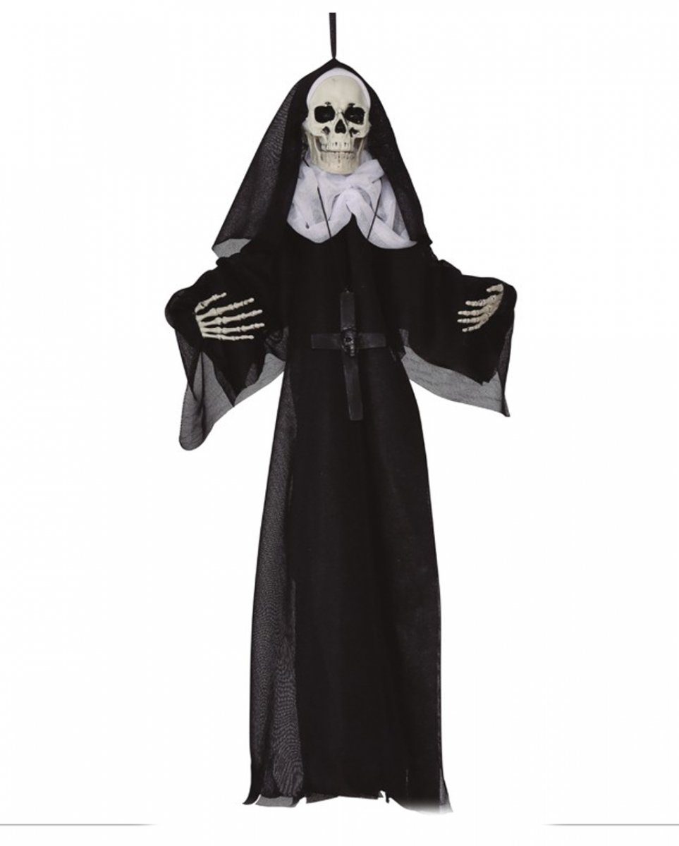 Horror-Shop Dekofigur Nonne als Skelett Hängefigur für Halloween 50 cm
