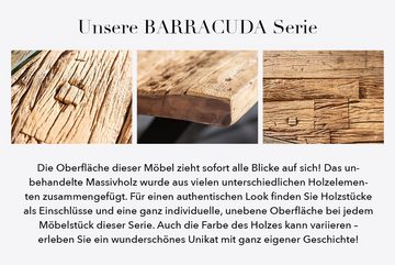 riess-ambiente Konsolentisch BARRACUDA 120cm natur / silber, Massivholz · Konsole · Sicherheitsglas · Edelstahl-Kufen