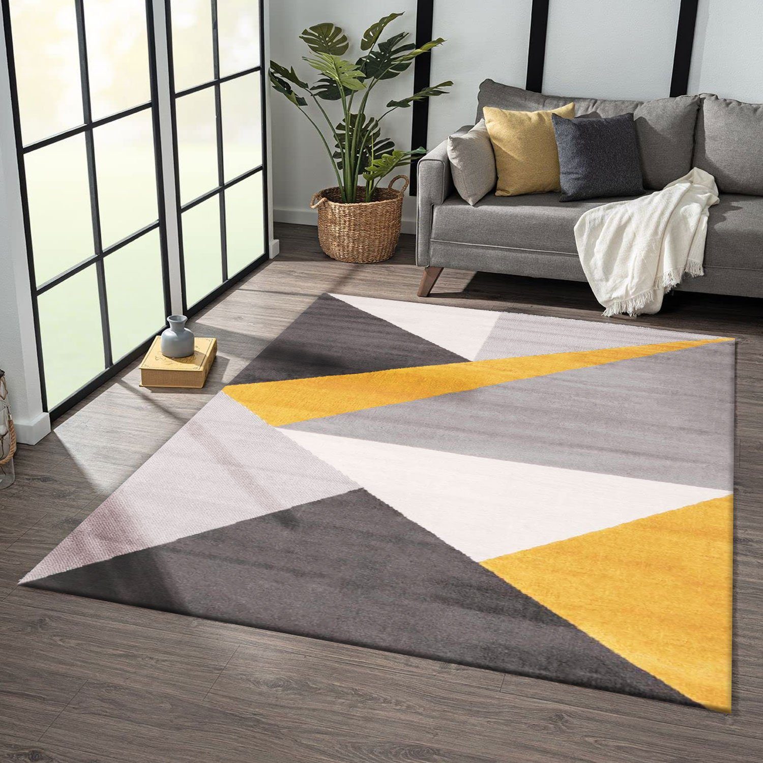 Teppich Teppich Wohnzimmer Schlafzimmer Flur Teppich Geometrisches Muster  Gelb, Vimoda, Rechteckig