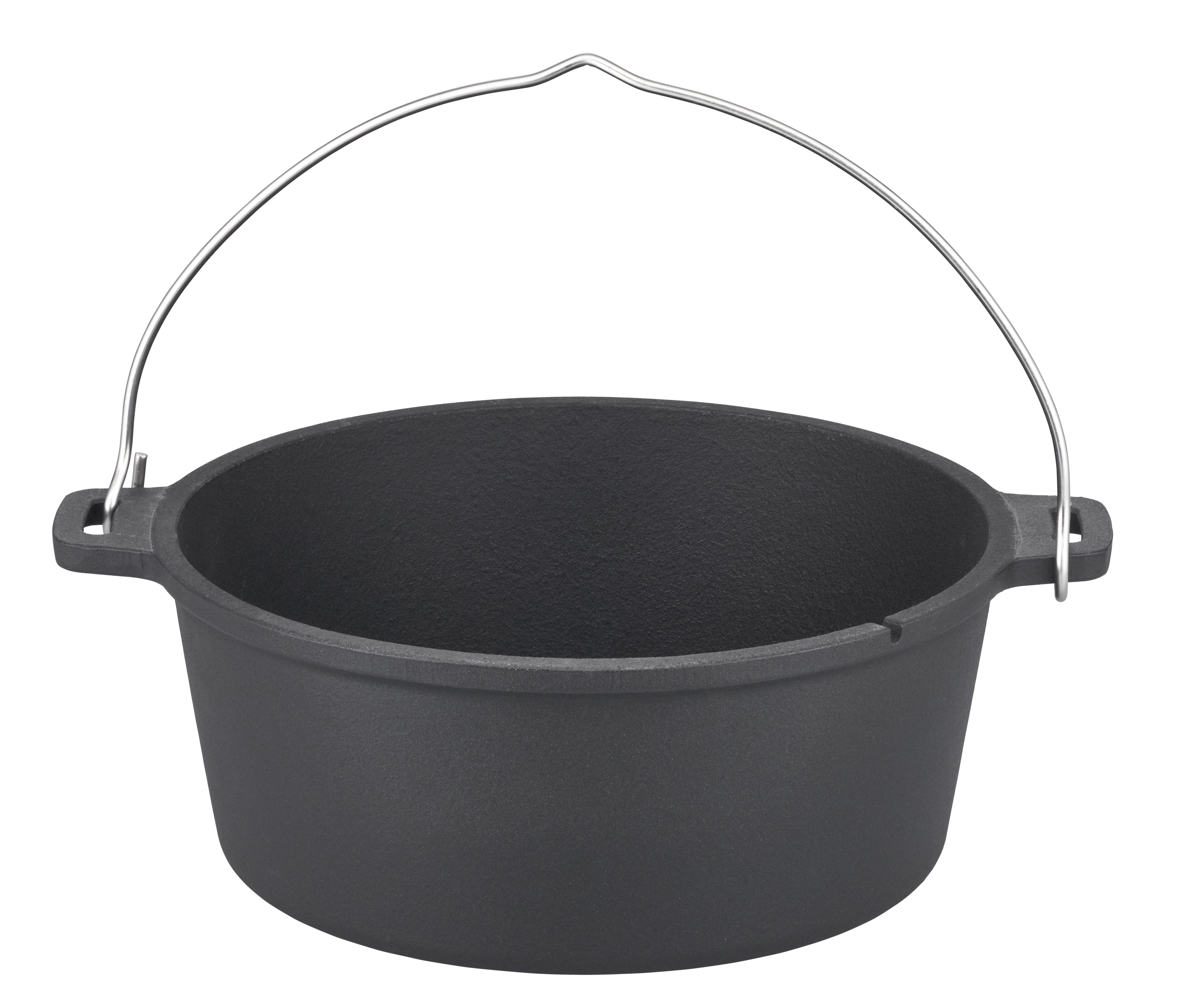 GSW Feuertopf Black Iron BBQ, Gusseisen (1-tlg), Dutch Oven zur Anwendung auf dem Grill, Feuer oder Backofen