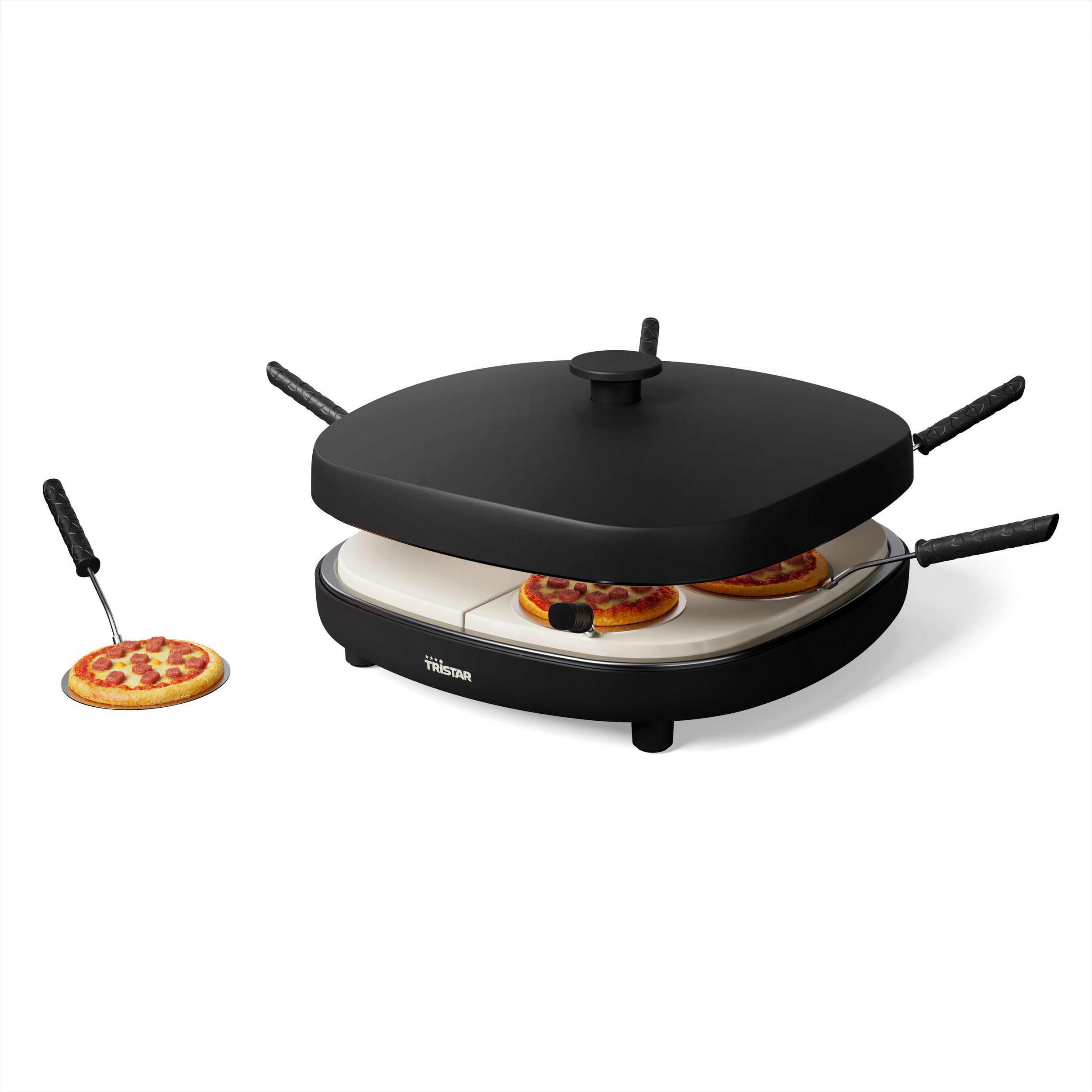 Tristar Elektrische Pfanne Princess PZ-9176 Pizza Family 6 – Geeignet für 6 Personen – Ideal für, 1200 W, Geeignet für 6 Personen - Inklusive Teigausstecher