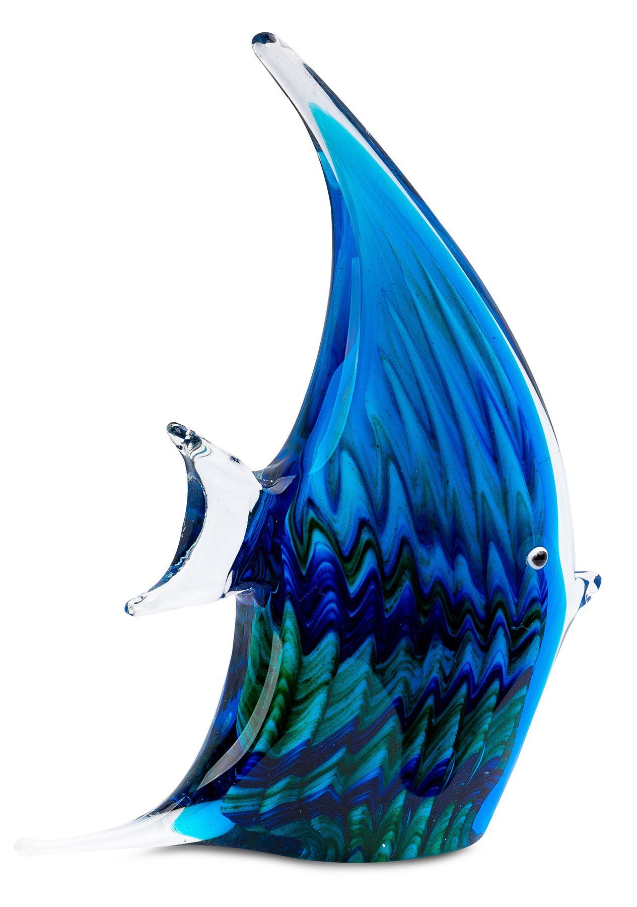 Levandeo® Skulptur, levandeo Glas Skulptur BxHxT 16x21x4cm Glasfigur Fisch Glaskunst Blau