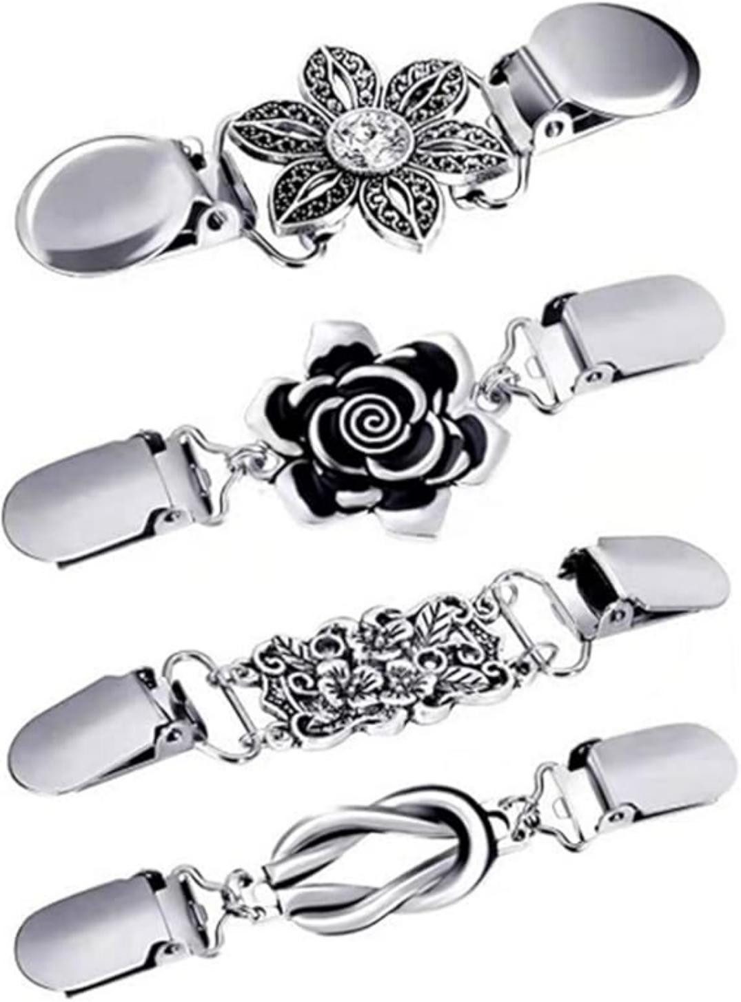 nsihing Broschen Set 4 Stück Retro-Clips für Schal-Pullover-Clips, Vintage Cardigan-Clips