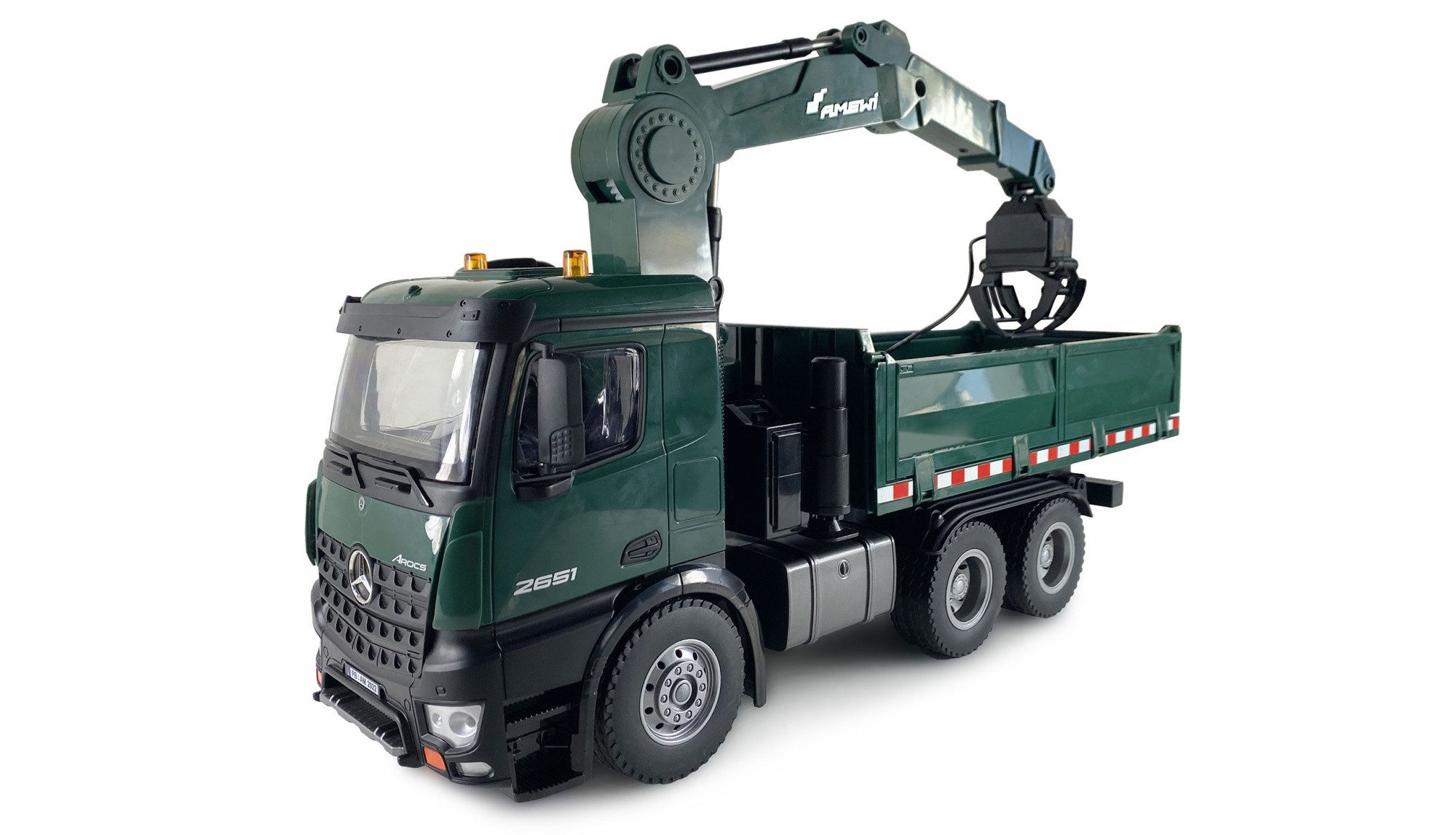 RC-Bagger Amewi RC Mercedes Benz Arocs Kranwagen mit Kipper RTR grün