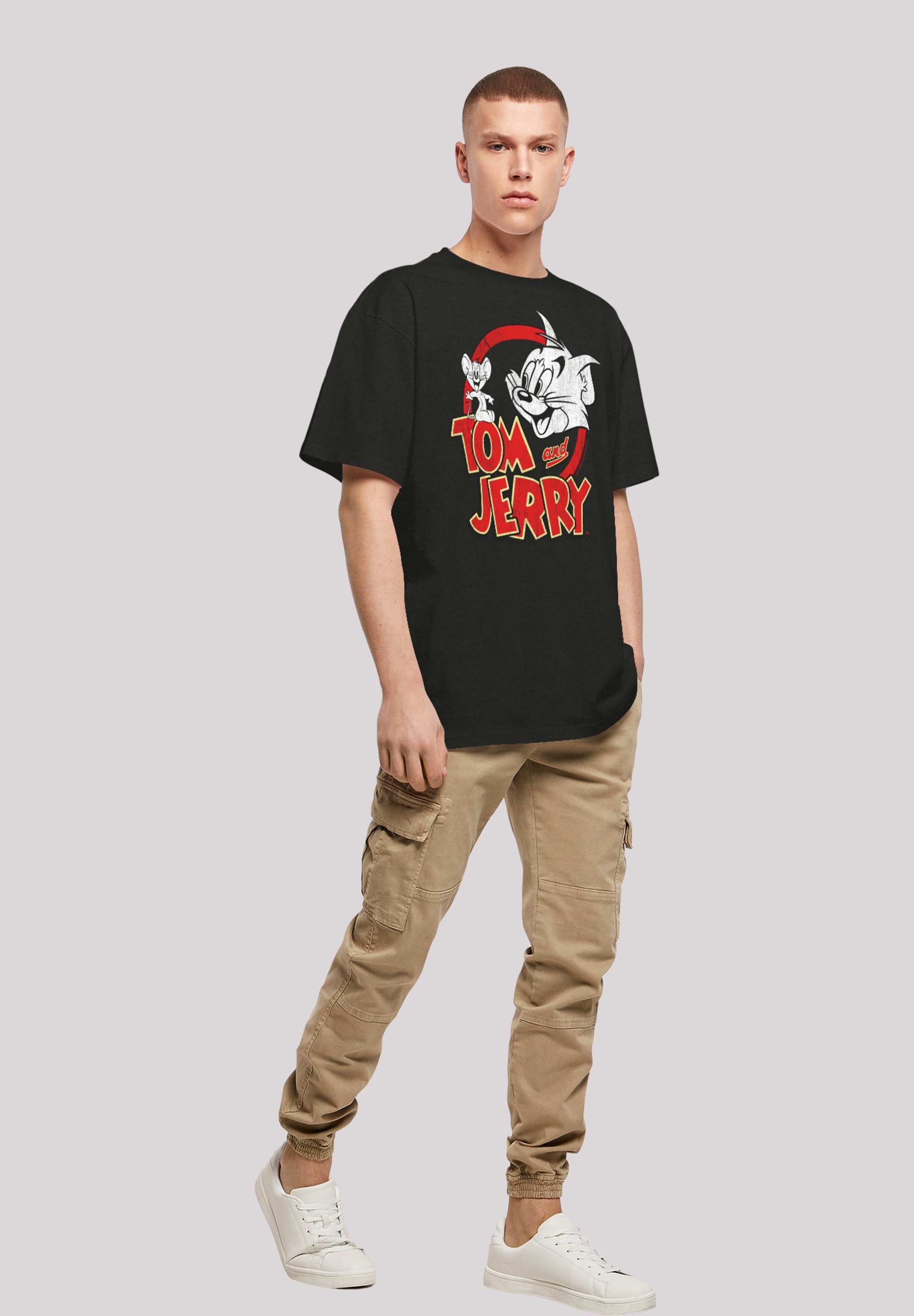 F4NT4STIC Jerry Print And Tom Logo Distressed T-Shirt
