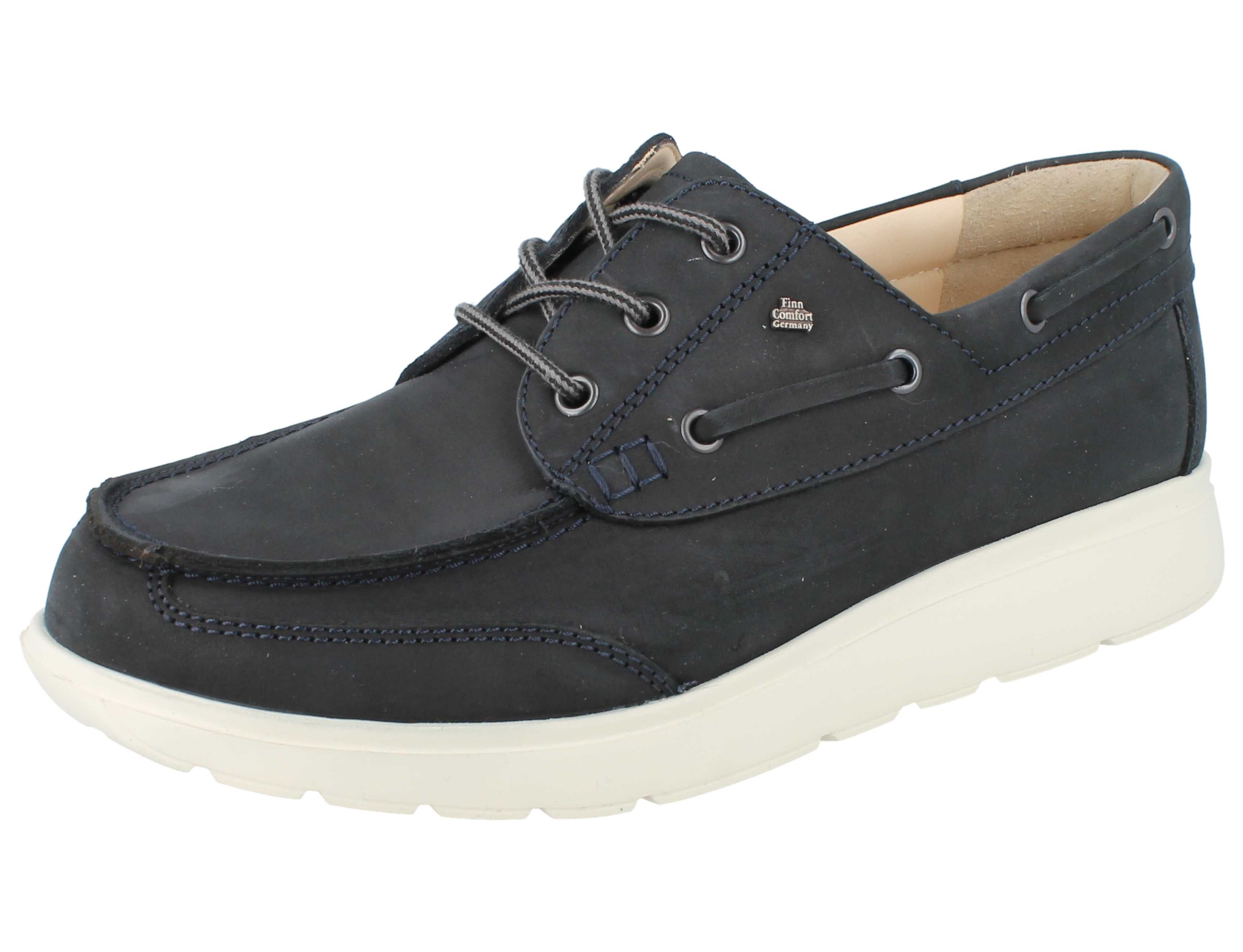 Finn Comfort FINN COMFORT Sucre Herren Bootsschuhe dunkelblau Nubukleder - Größe: Schnürschuh Wechselfußbett