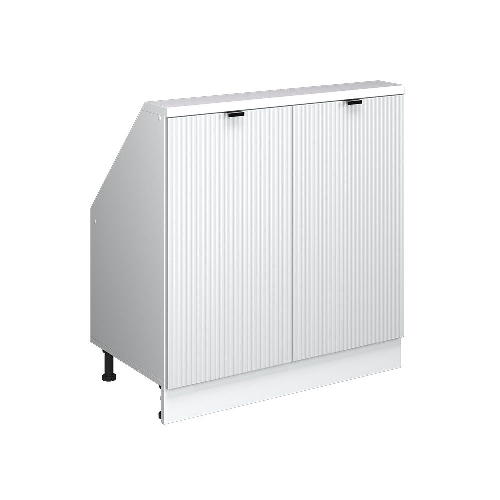 Vicco Kommode Rion, Weiß Riffel, 80 x 81.6 cm mit 2 Türen (1 St)