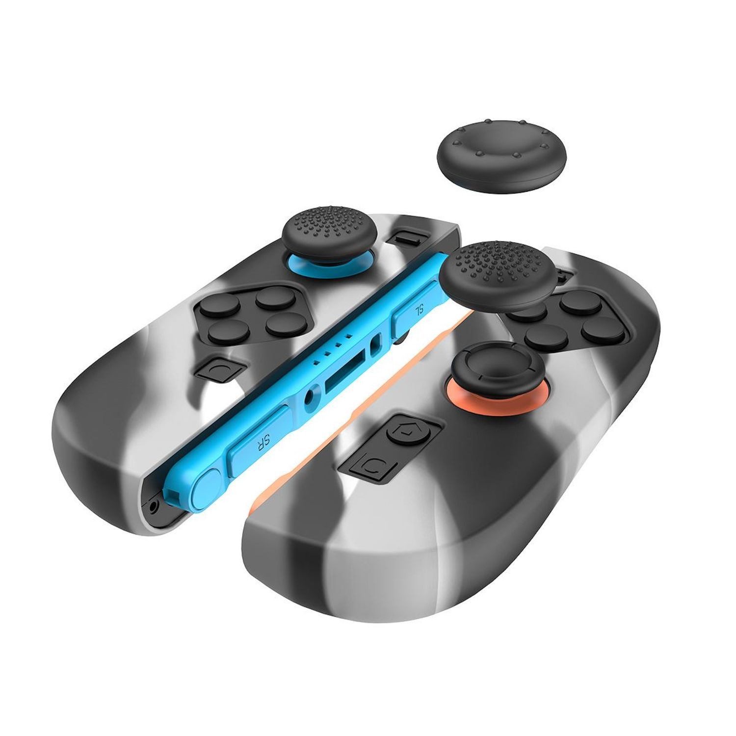 Wigento Handyhülle Für Nintendo Switch 2 Joy-Con Silikon Schutz Hülle Kappen Grau / Weiß, Silikon Hülle mit Joystick Kappen