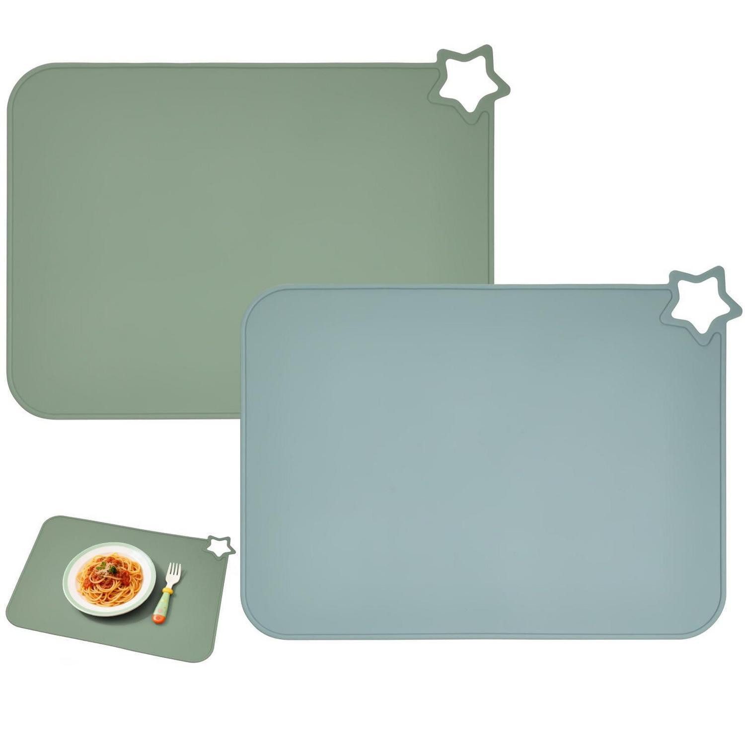 LuxusKollektion Platzset Baby Platzset Silikon rutschfest 2 Stück Salbei, (2-St)