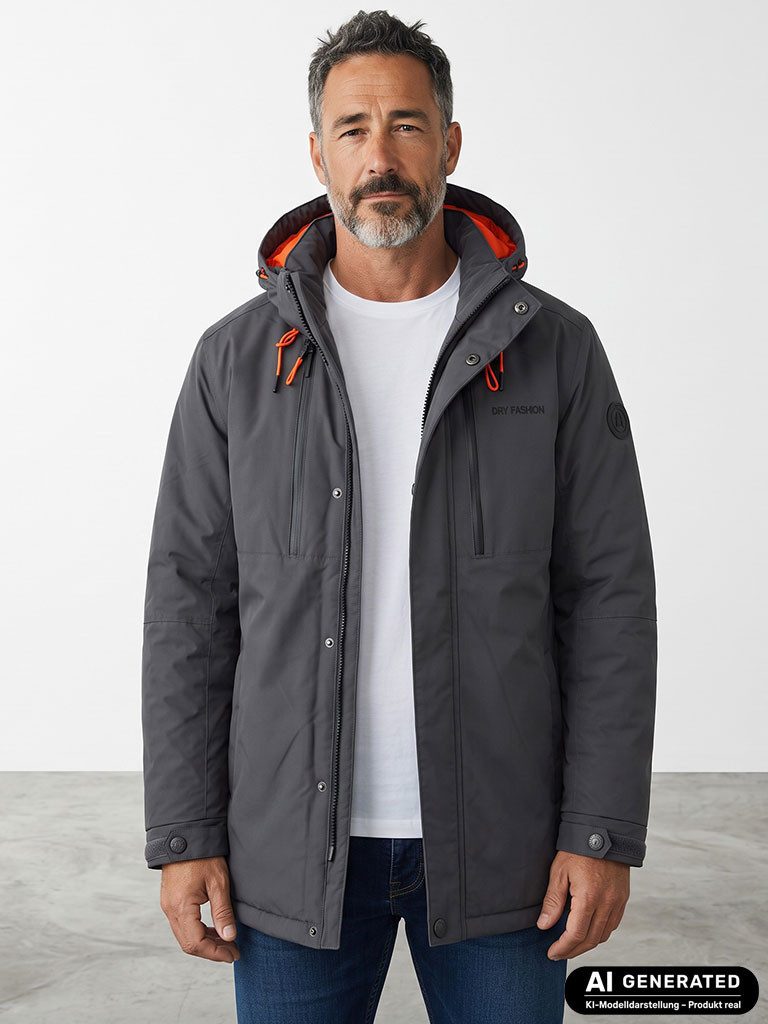 Dry Fashion Parka Grönland Herren Funktionsjacke gefüttert - Outdoor-Jacke Winter-Mantel Wasserdicht, Winddicht, Atmungsaktiv, 2-Wege-Reißverschluss, Kapuze