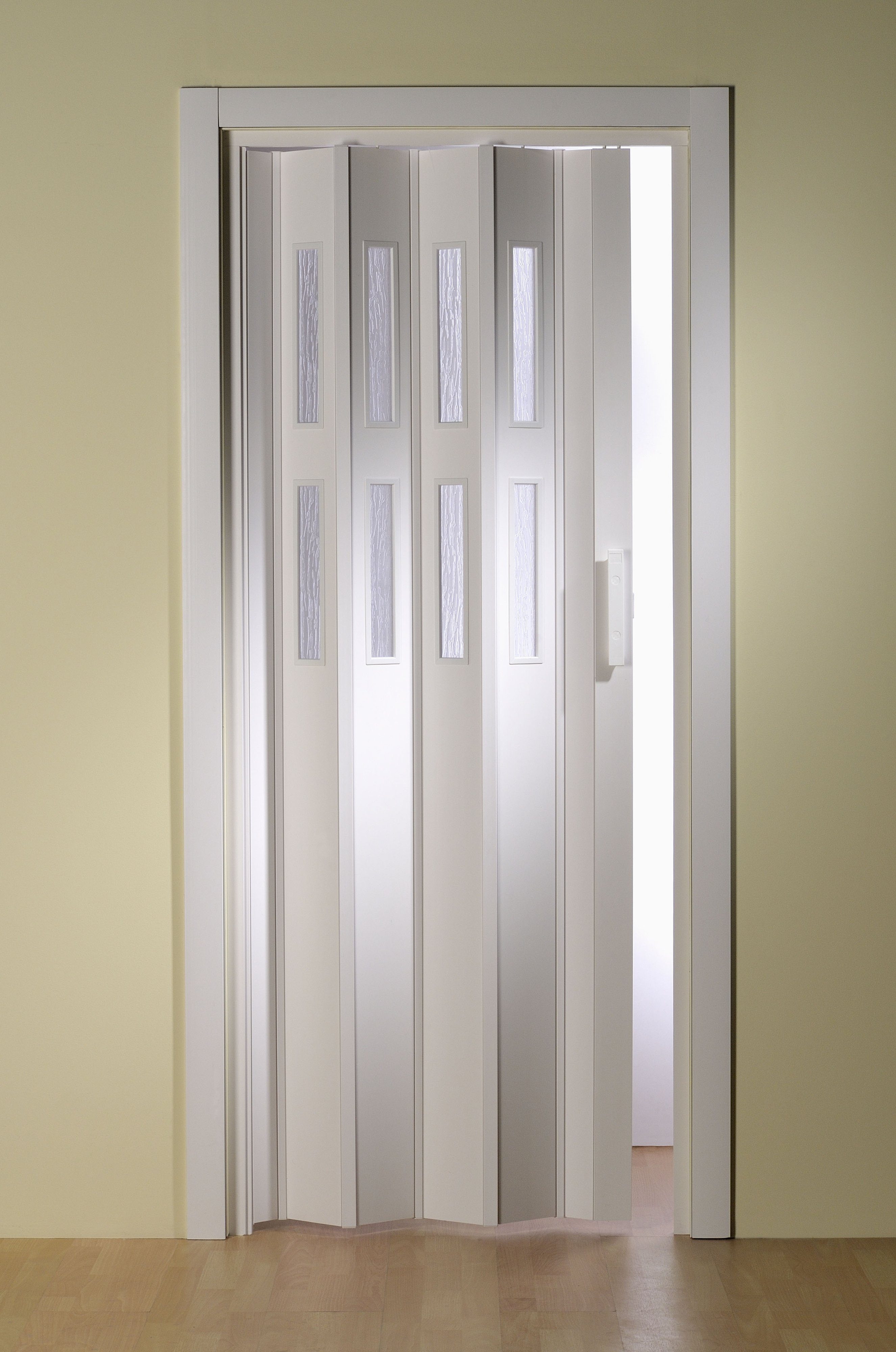 Forte Falttür Falttür B 88,5 x H 202 cm weiß Schiebetür Nischentür kürzbar 2 Fenster (1 Stück), abwaschbar und für Naßräume geeignet