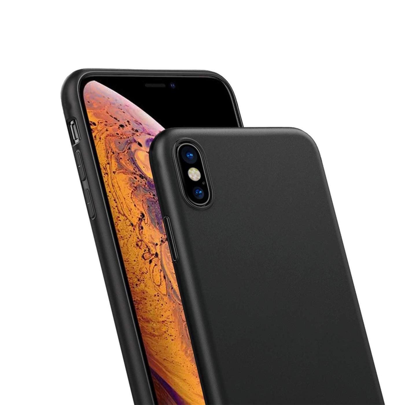 CoolGadget Handyhülle Handy Schutzhülle für Apple iPhone Xs Max matt schwarz 6,5 Zoll, Silikon TPU Hülle Schutz Tasche Cover schlicht Slim Case