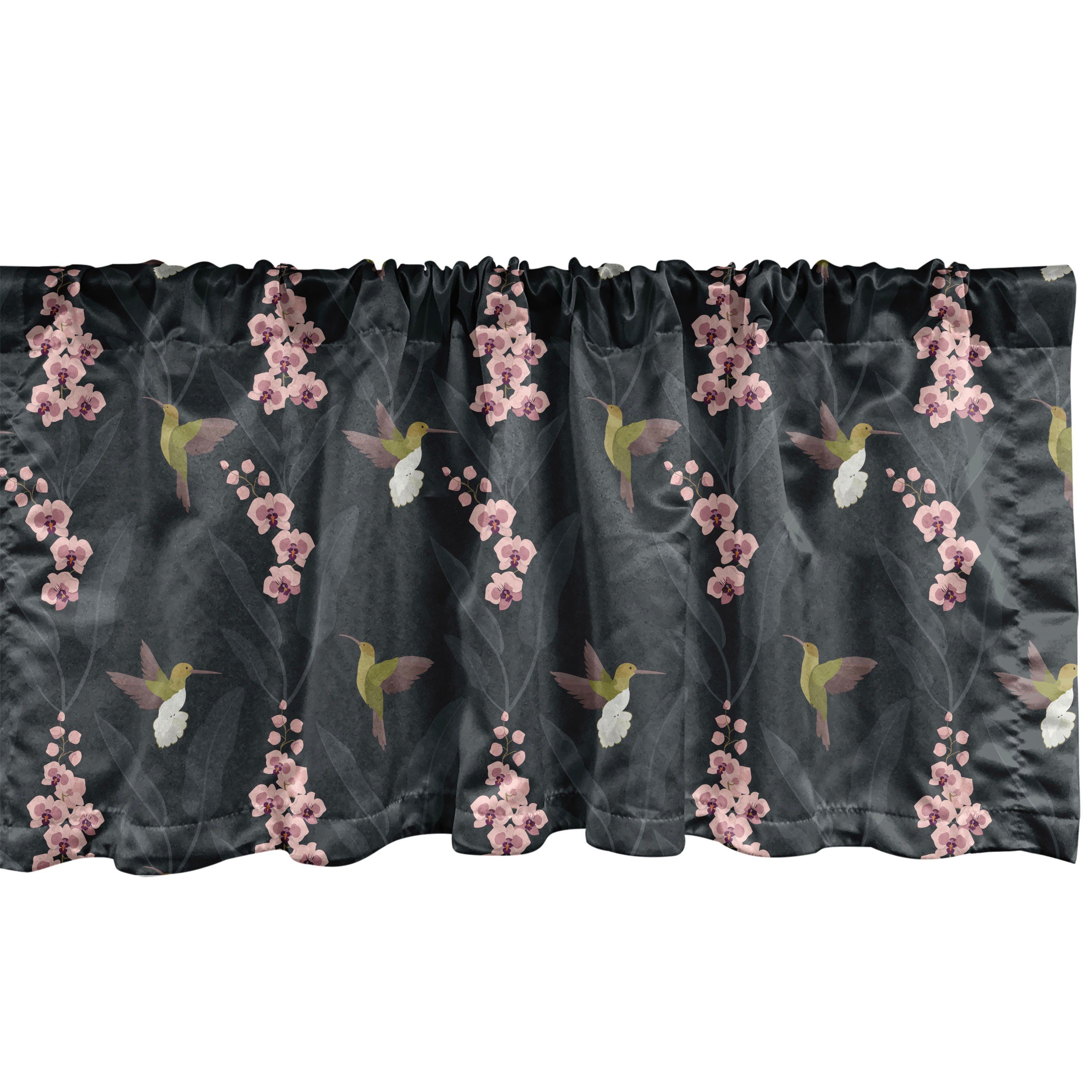 Scheibengardine Vorhang Microfaser, Stangentasche, Abakuhaus, Vogel für Dekor Volant mit Küche Blossom Motive Schlafzimmer Hummingbird