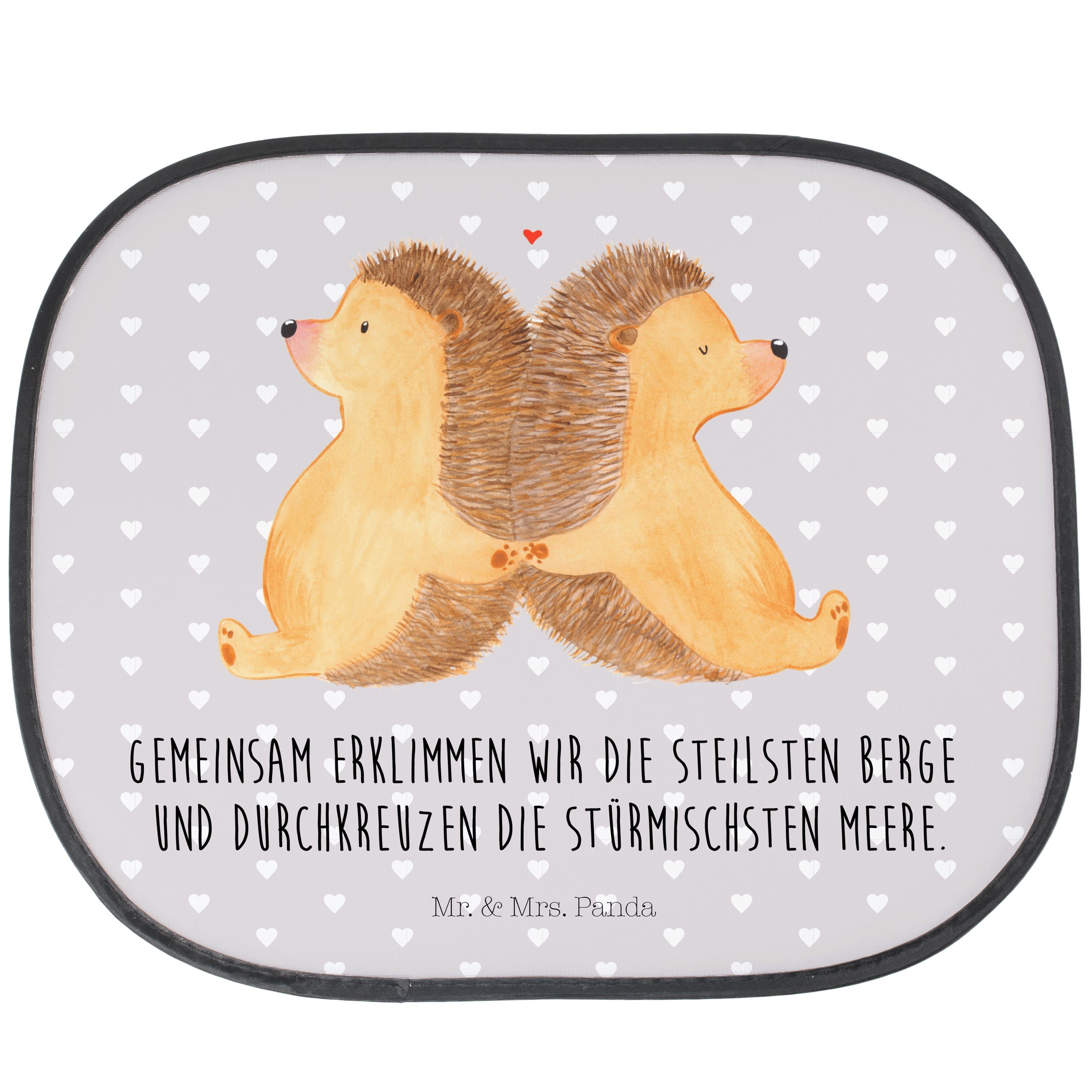 Sonnenschutz Igel händchenhaltend - Grau Pastell - Geschenk, Geschenk für zwei, So, Mr. & Mrs. Panda, Seidenmatt