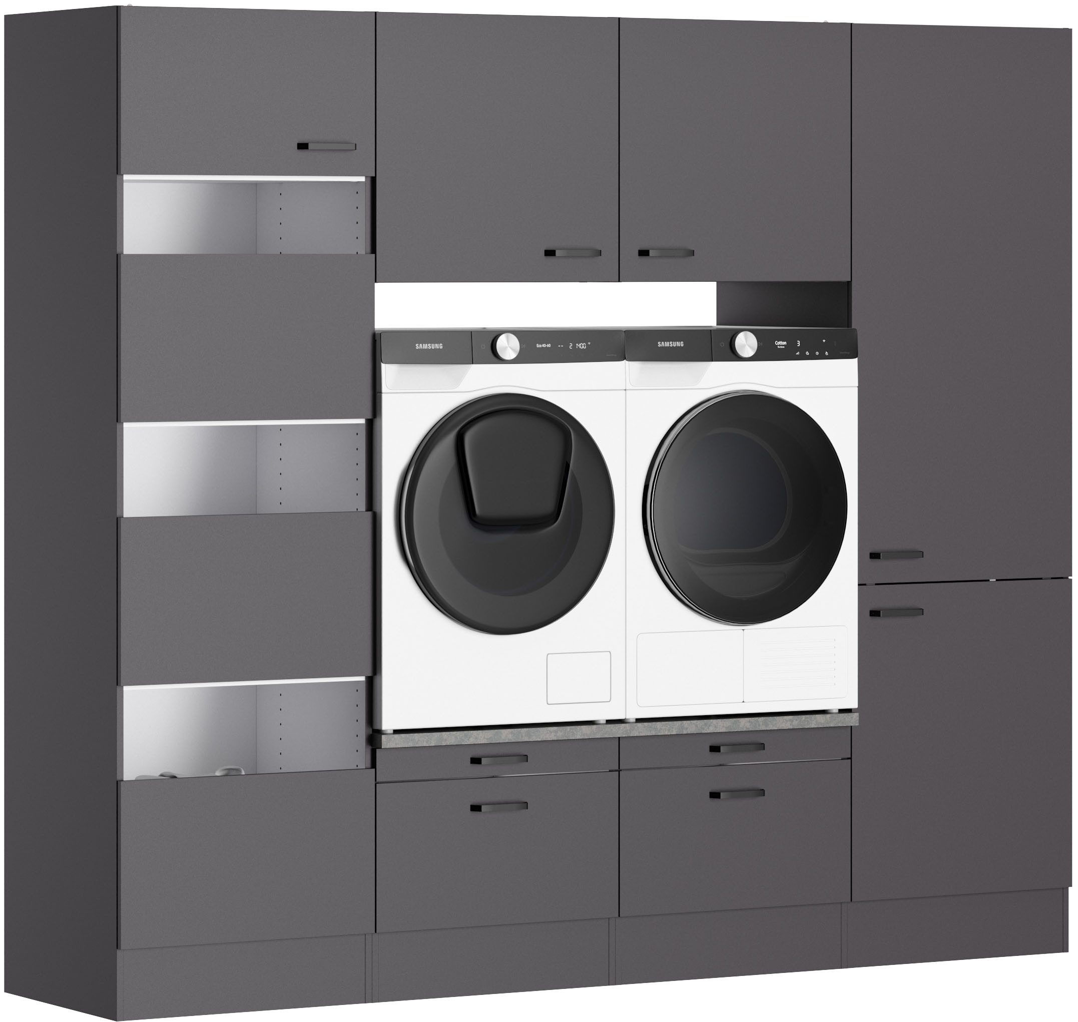 OPTIFIT Mehrzweckschrank-Set OPTImulti, Breite 240 cm, Waschmaschinenunterschrank, Schrankinnenausstattung
