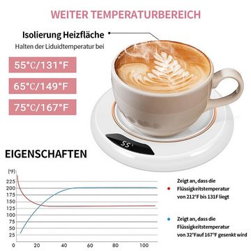 DOPWii Tassenwärmer Kaffeetassenheizung, 20 W, automatische Abschaltfunktion, Sicher und energiesparend, 3 Temperatureinstellungen (55℃, 65℃, 75)