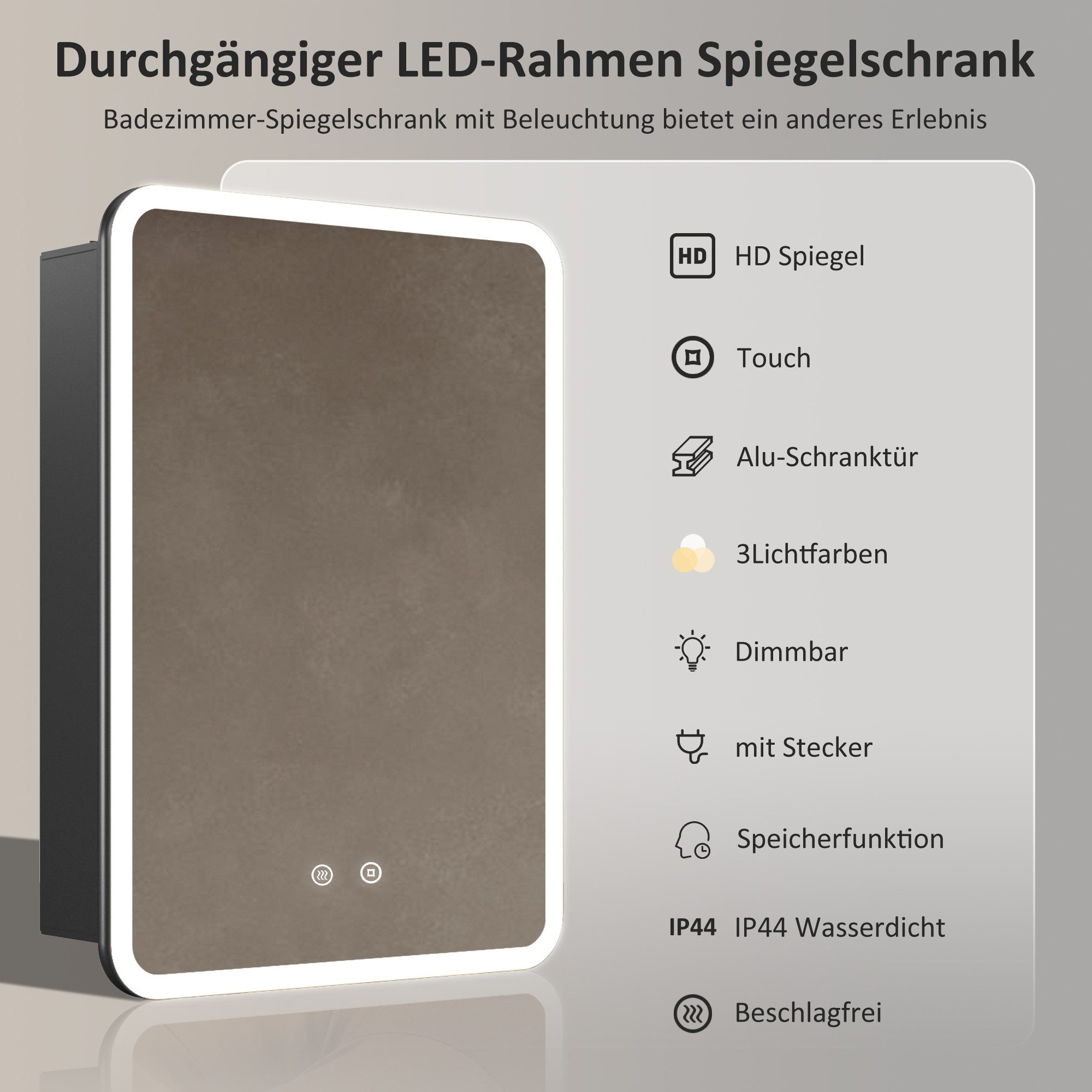 WDWRITTI Spiegelschrank Klein 40x60cm Spiegelschrank Bad mit Beleuchtung mi günstig online kaufen