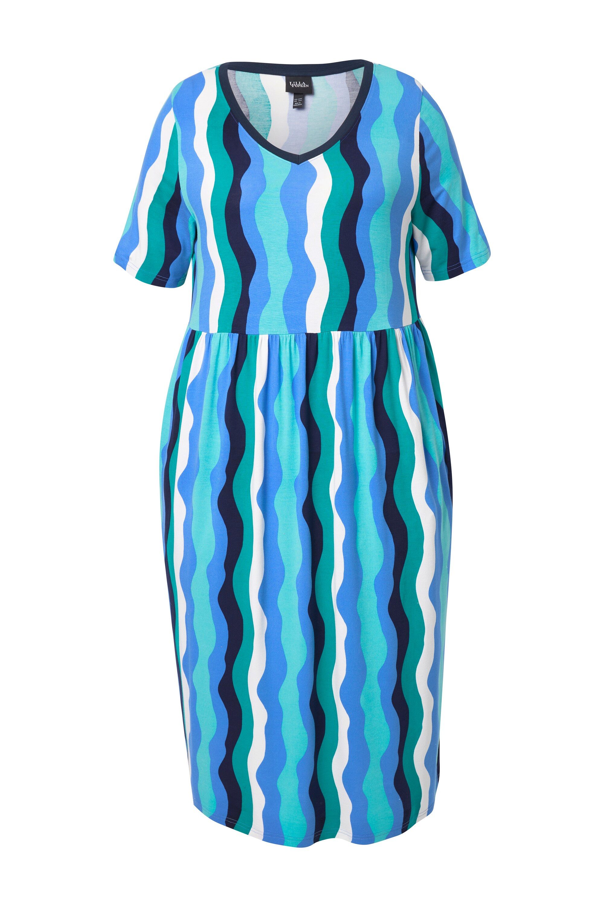 Ulla Popken Jerseykleid Midikleid Wellenmuster A-Linie günstig online kaufen