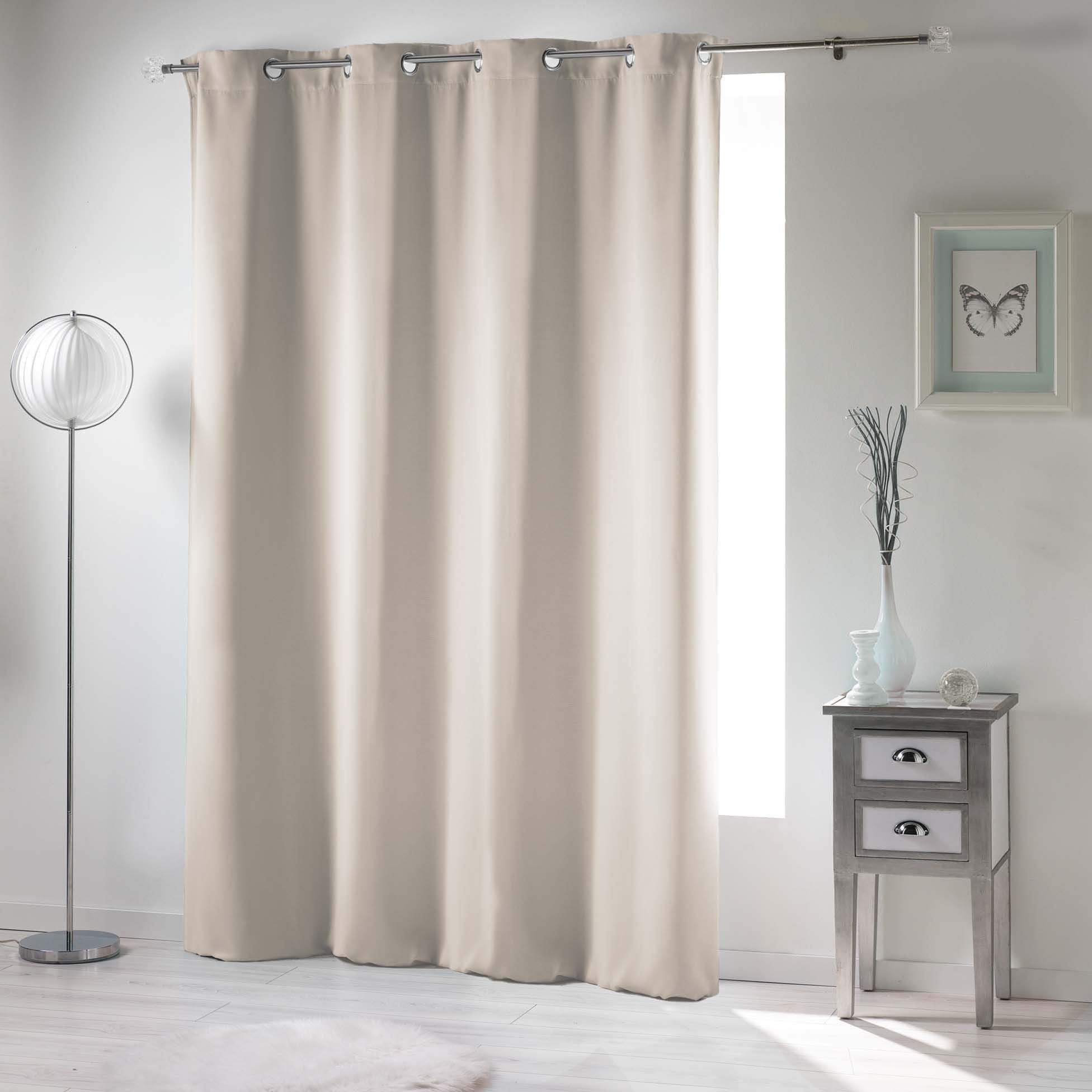 Vorhang, dynamic24, Verdunkelung 135x240cm blickdicht, Schallschutz blickdicht Thermo natur Ösen, Gardine Beige