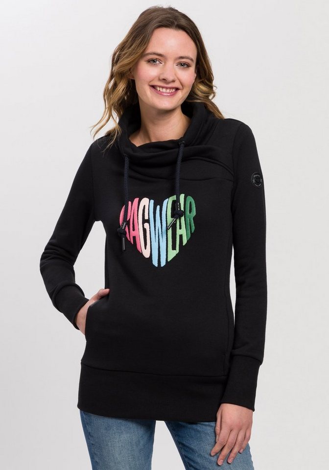 Ragwear Sweater NESKA LOVE O mit asymetrischem Schalkragen im Rainbow  Pride-Design