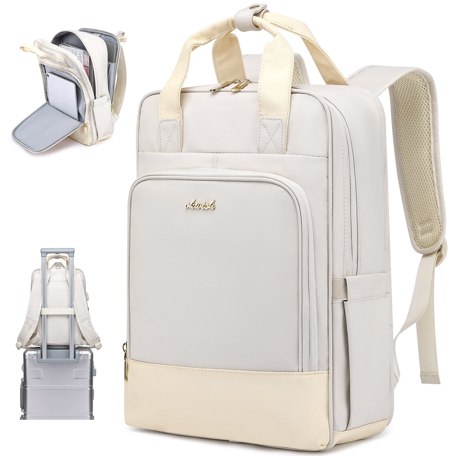 REDOM Laptoprucksack Laptop Rucksack 15,6 Zoll Schulrucksack Wasserbeständig (Reiserucksack mit USB Ladeanschluss, 1-tlg., Freizeitrucksack, Sportrucksack, Wasserdicht), Herren Damen Jungen Teenager Freizeit Arbeit Business Reisen