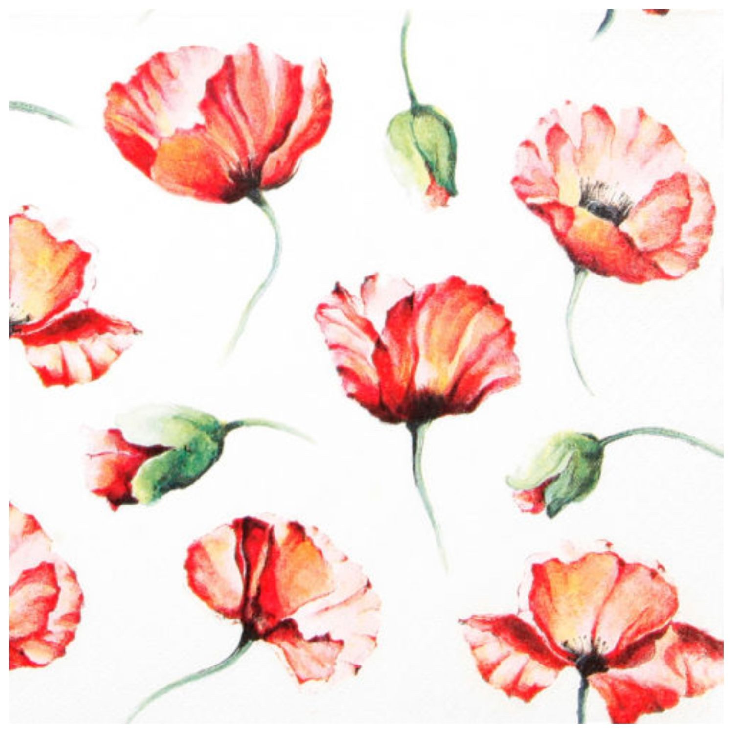 HOME FASHION Papierserviette, 3-lagig, Mehrfarbig, Mohnblumen, H: cm