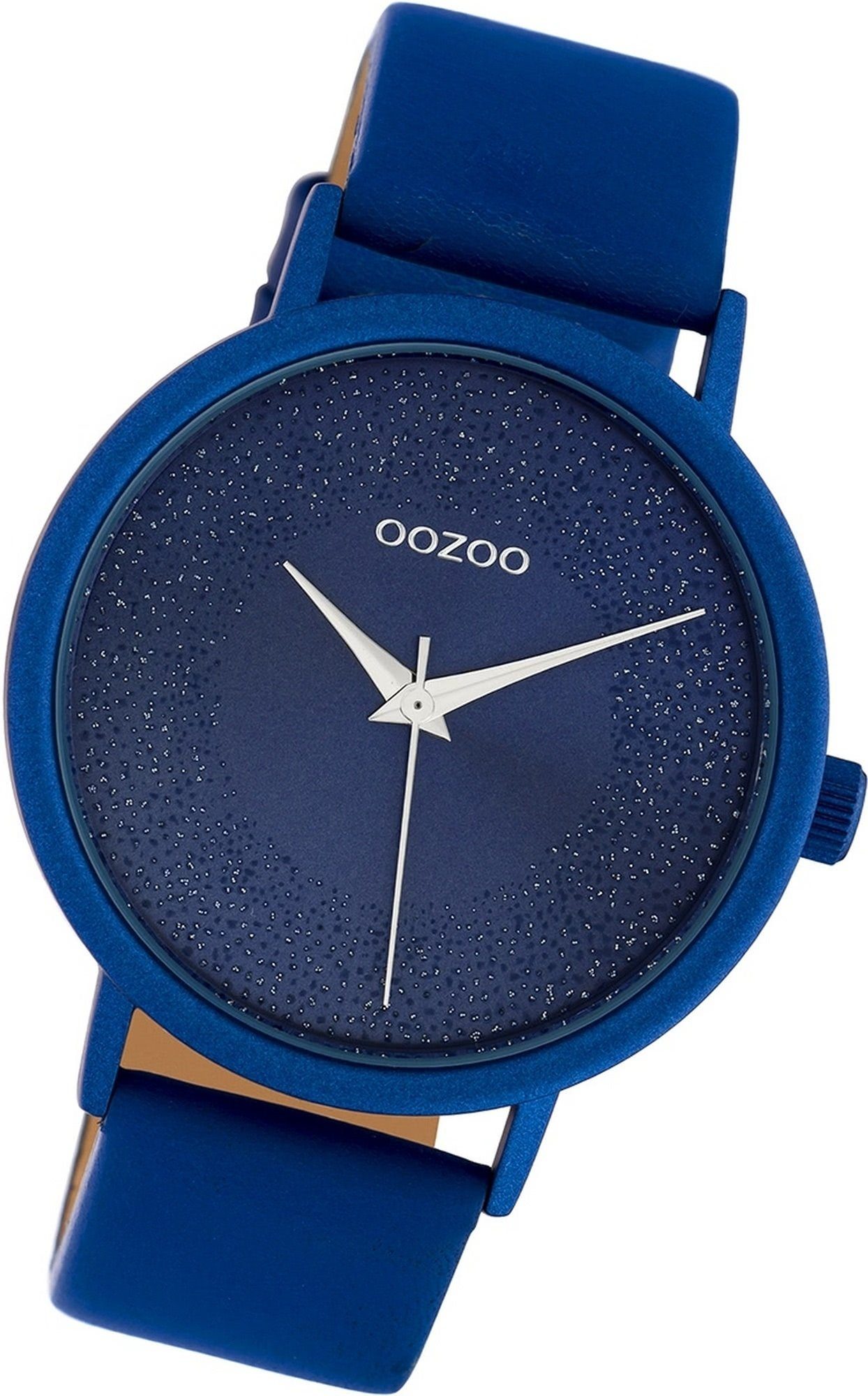 Uhr Leder Oozoo Gehäuse, groß C10583 (ca. OOZOO Damen Analog, Quarzuhr Damenuhr 40mm) blau, Lederarmband rundes