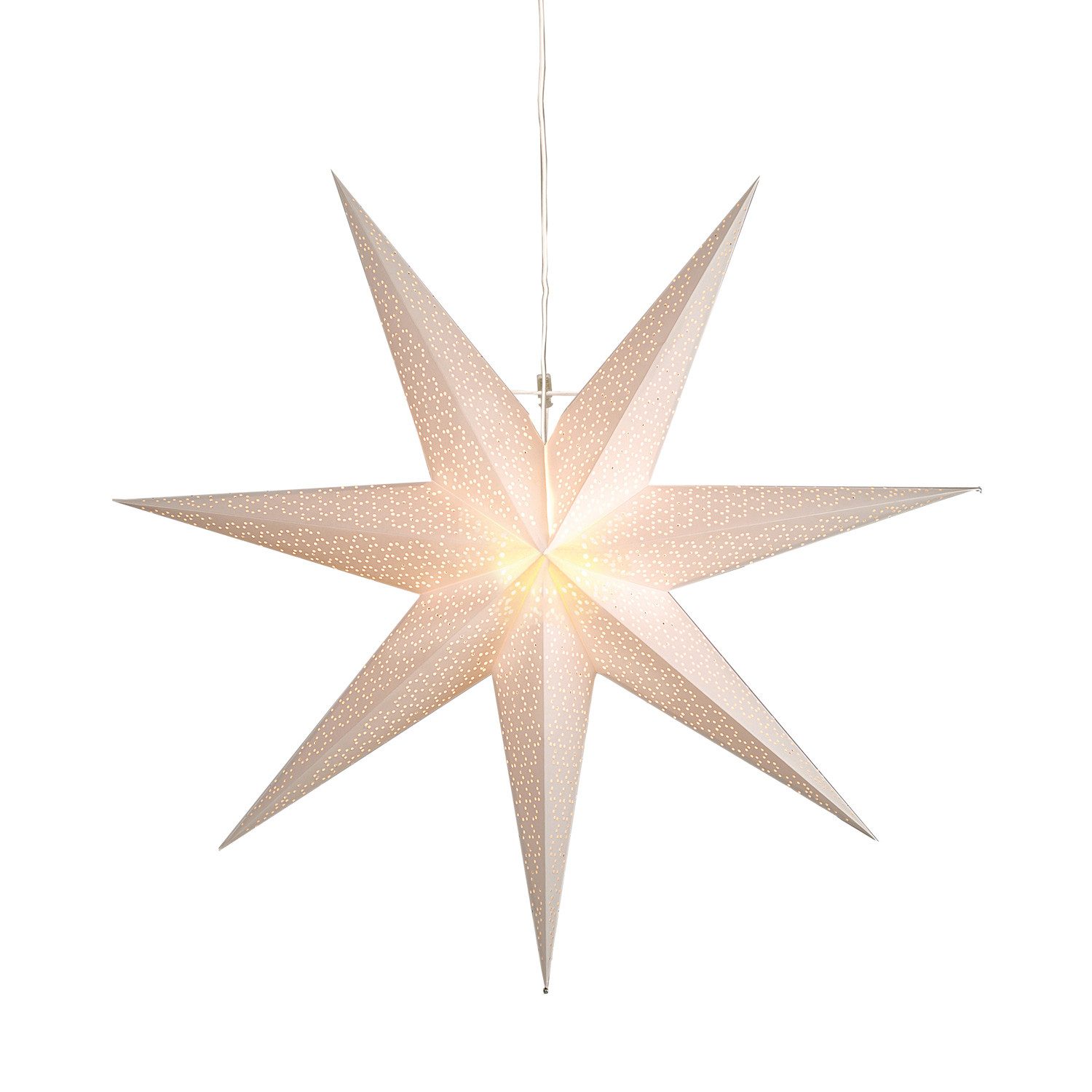 STAR TRADING LED Stern Papierstern Leuchtstern Faltstern 7zackig hängend 100cm Kabel creme