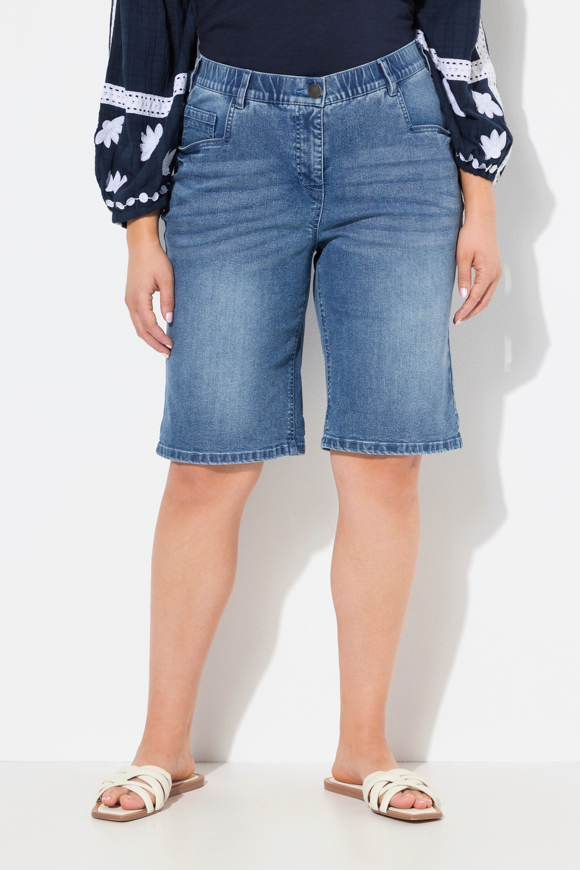 Ulla Popken Regular-fit-Jeans Boyfriend-Jeansbermuda weites Bein günstig online kaufen