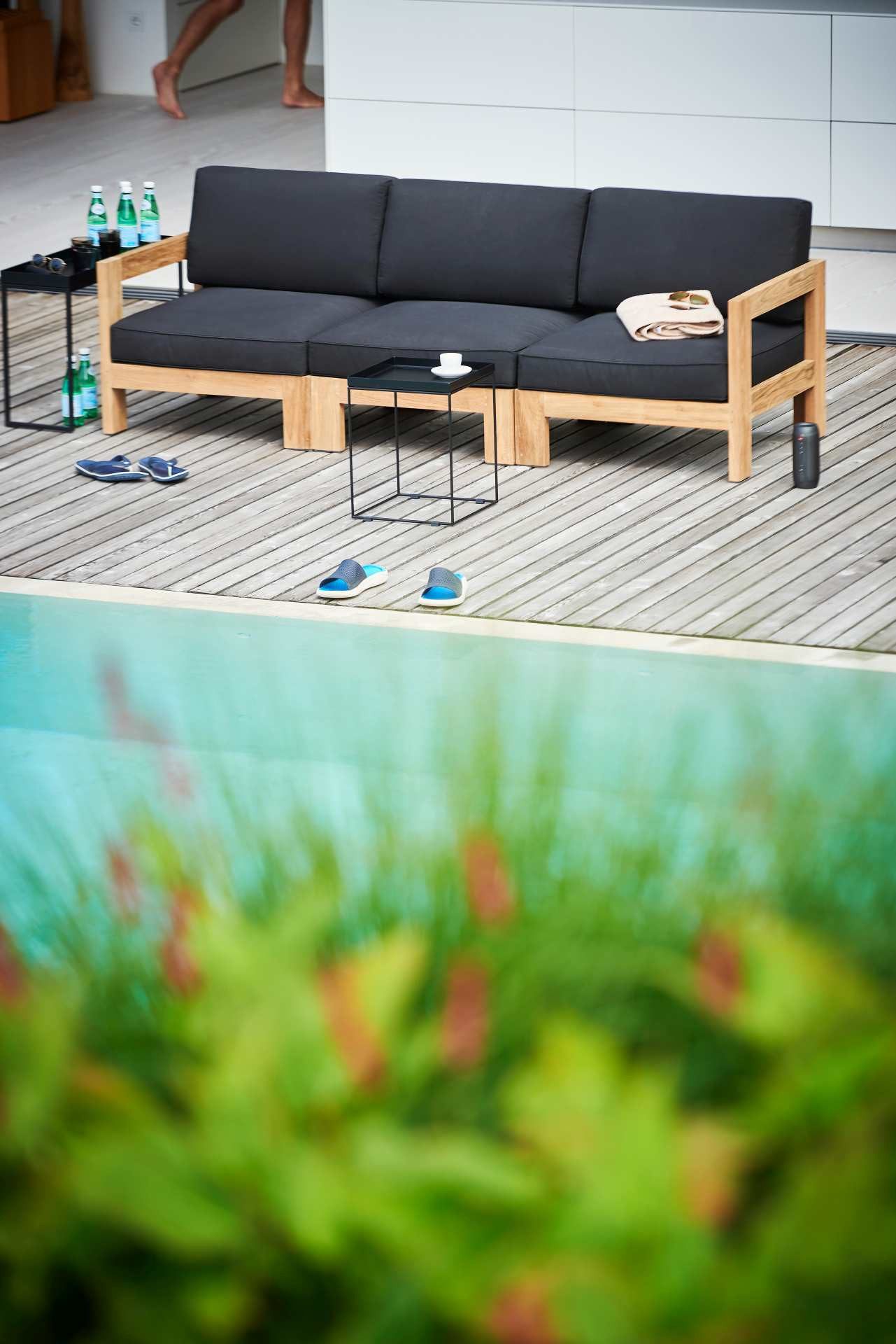 jankurtz Gartensofa Arki Eckelement aus recyceltem Teakholz, Schwarz