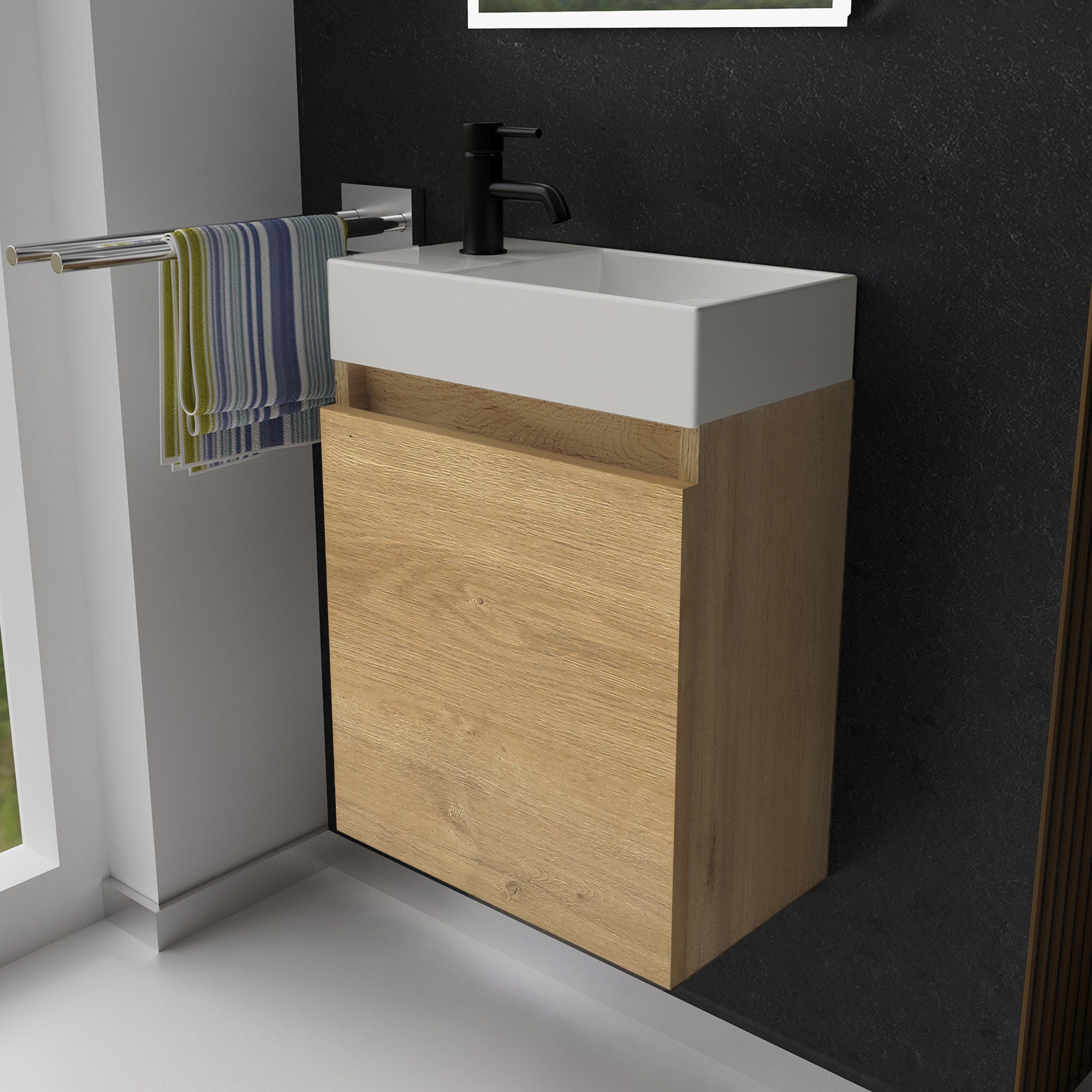 Alpenberger Badmöbel-Set Gäste WC Waschbecken mit Unterschrank - Badschrank günstig online kaufen