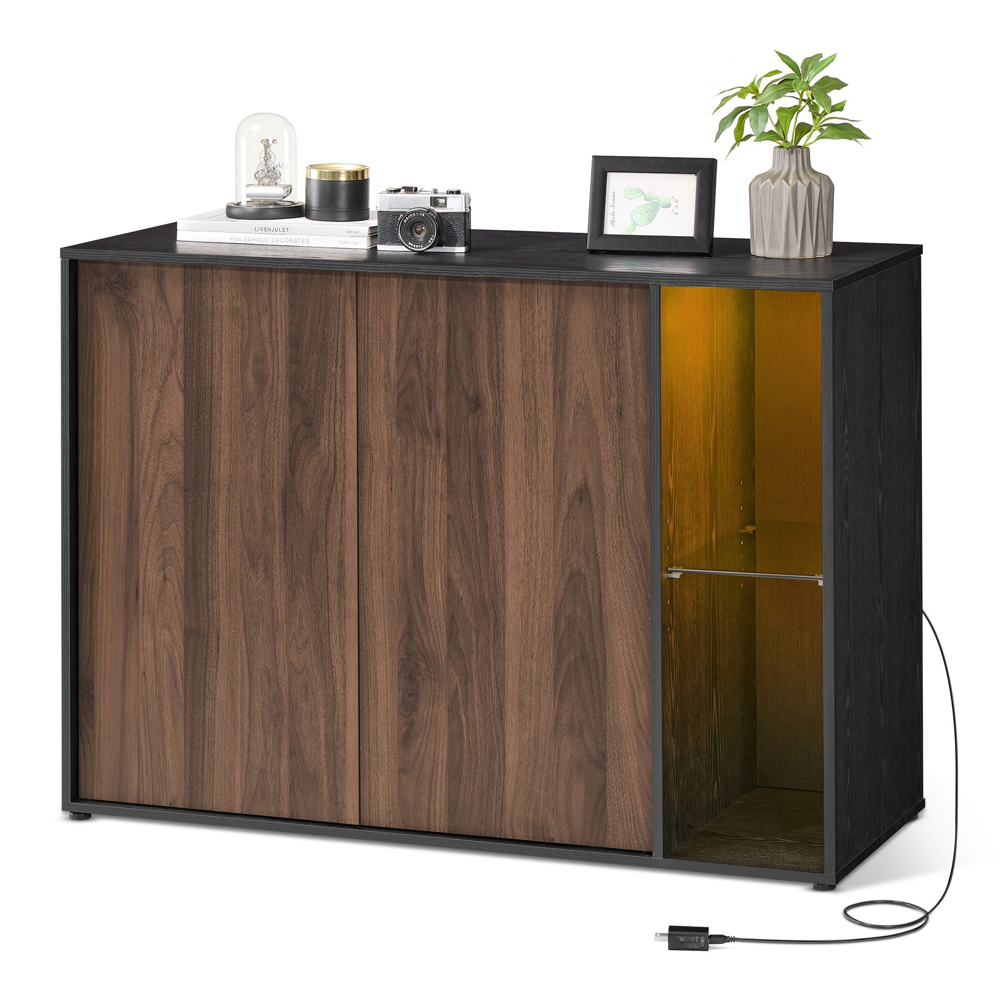 SONGMICS HOME Sideboard Aufbewahrungsschrank (TV-Schrank, Glasablage, günstig online kaufen