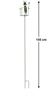 DanDiBo Regenmesser aus Metall mit Erdspieß 140 cm Grashüpfer 585905 Niederschlagsmesser wetterfest Gartendeko Gartenstecker Bodenstecker Regenmesser (Inklusive Glas)