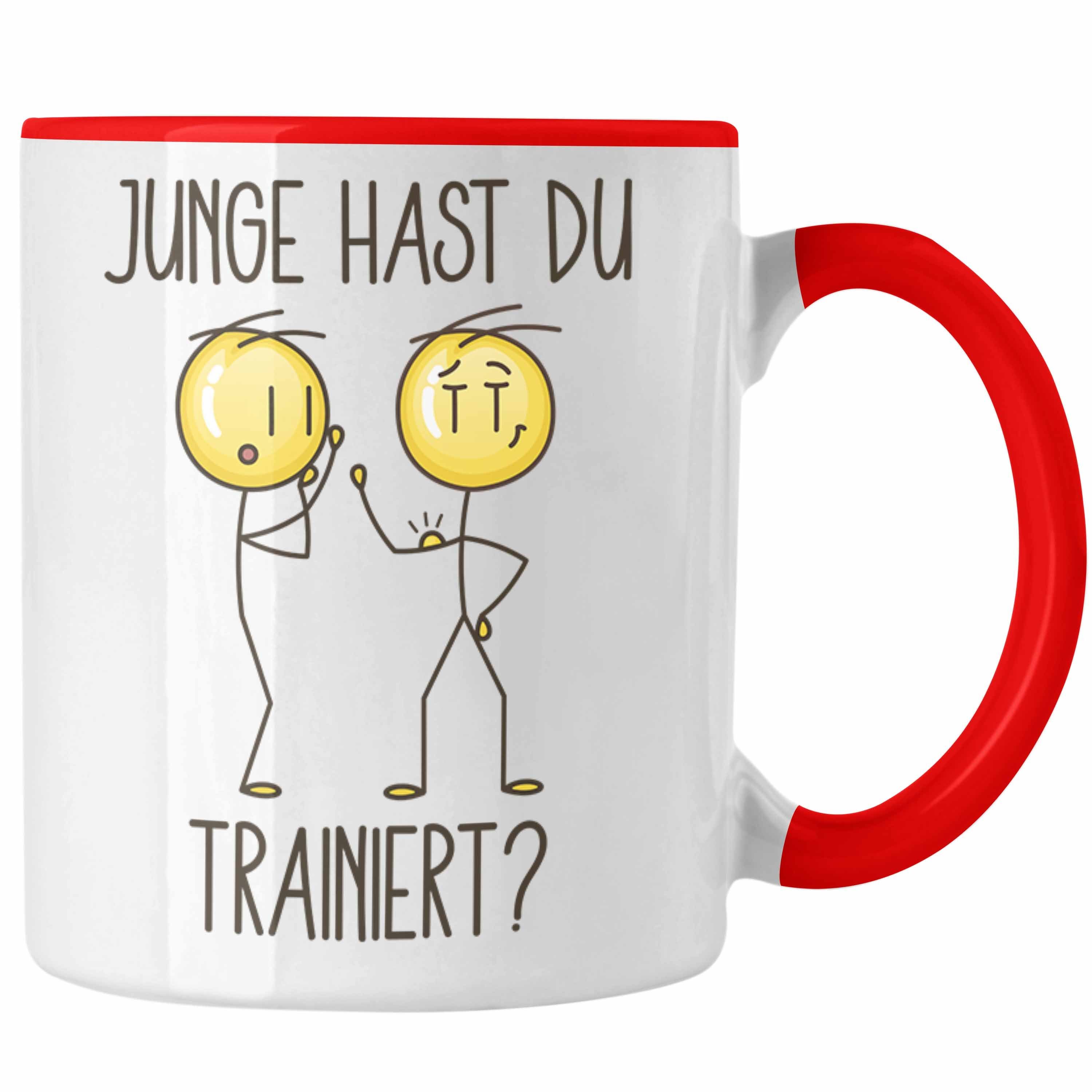 Trendation Tasse Junge Hast Du Trainiert Tasse Lustige Pumper Gym Geschenkidee Kaffeeta Rot