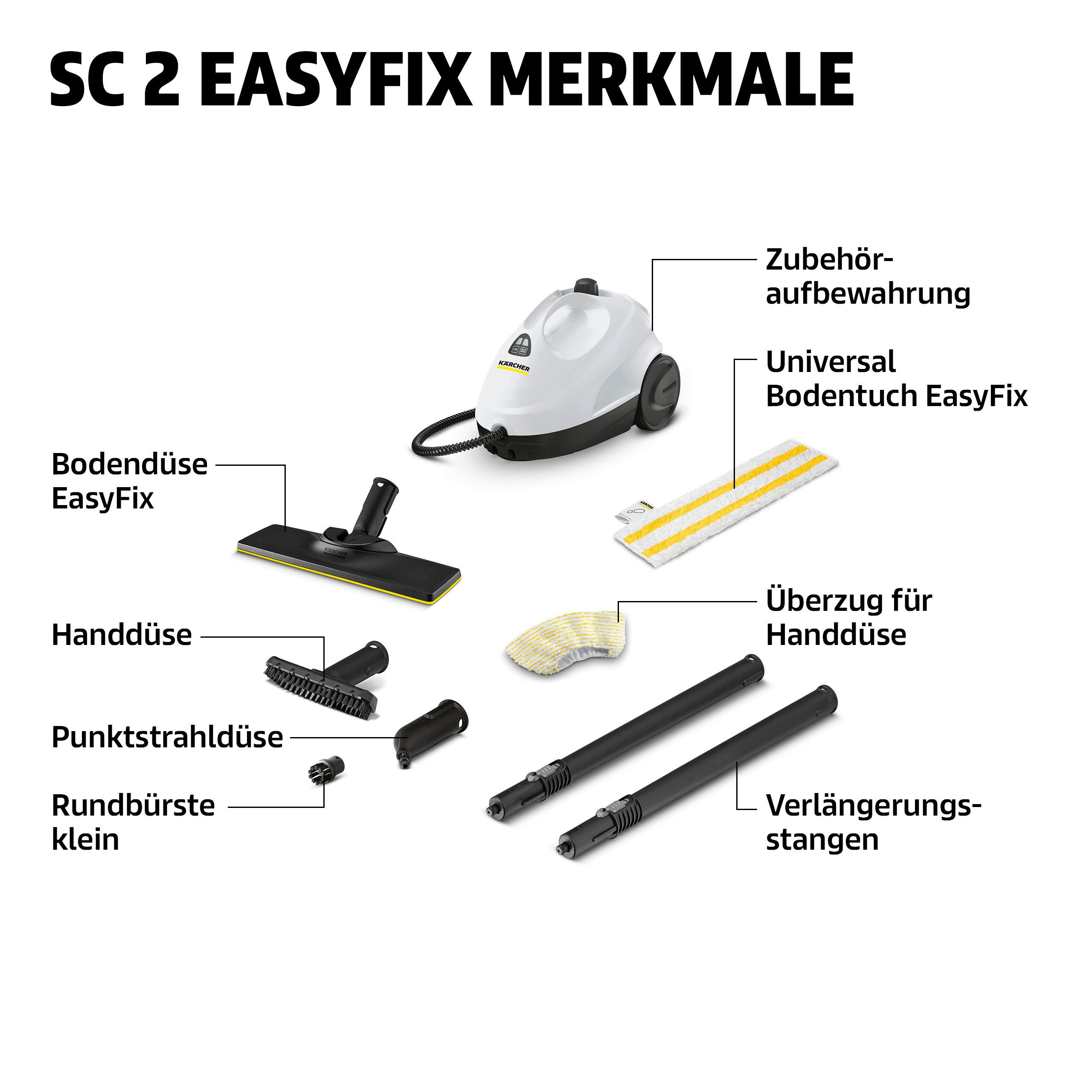 KÄRCHER Dampfreiniger SC 2 EASYFIX, 1500 W, Dampfdruck: 3,2 bar, Aufheizzeit: 6,5 min. – Bild 5 von 5