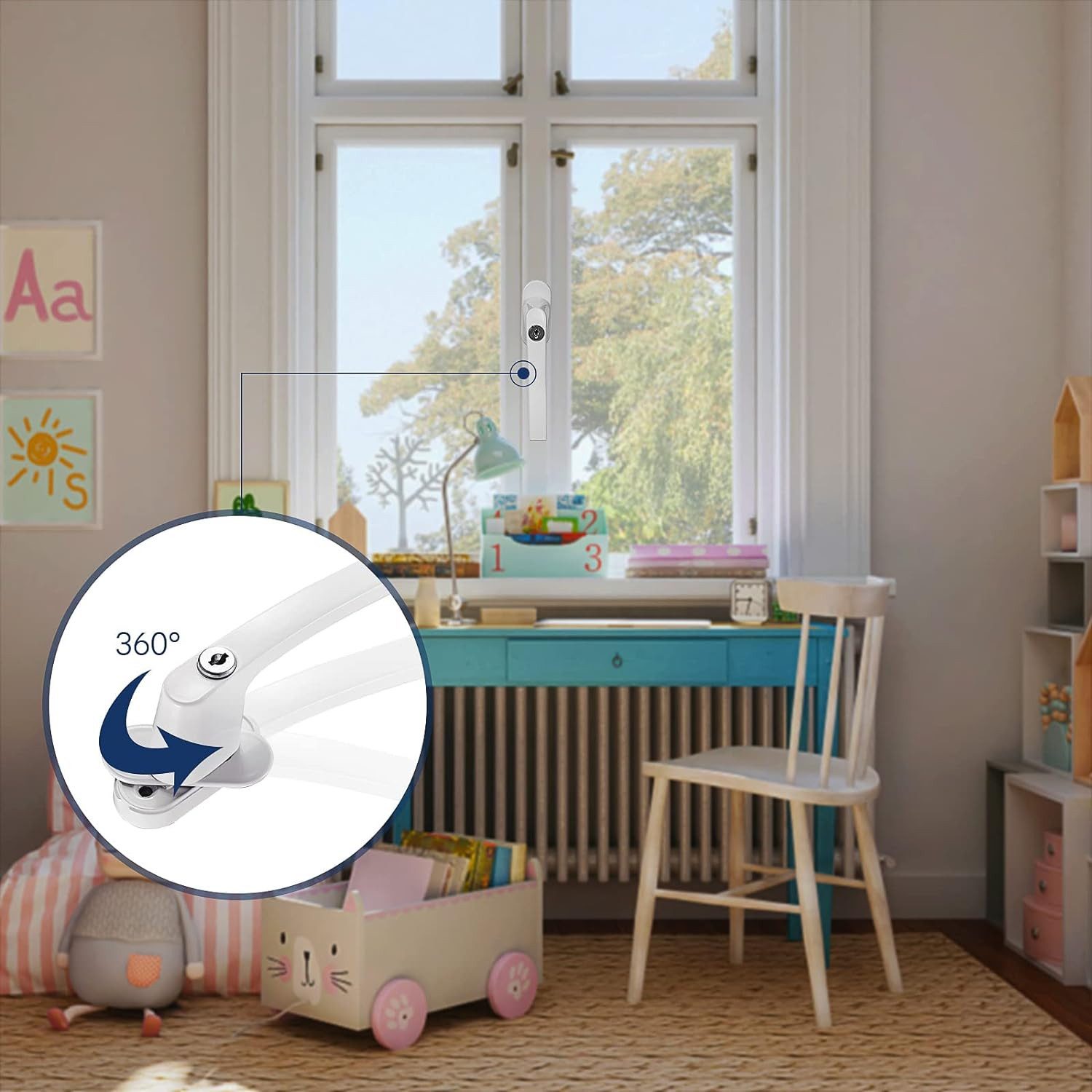 TLGREEN Fenstergriff Abschliessbarer Fenstergriff, L: 15,00 cm, (Kindersicherung Fenstersicherung mit Schloss, 8-tlg), Zur Befestigung von Fenstern, Balkontüren – Bild 5 von 5