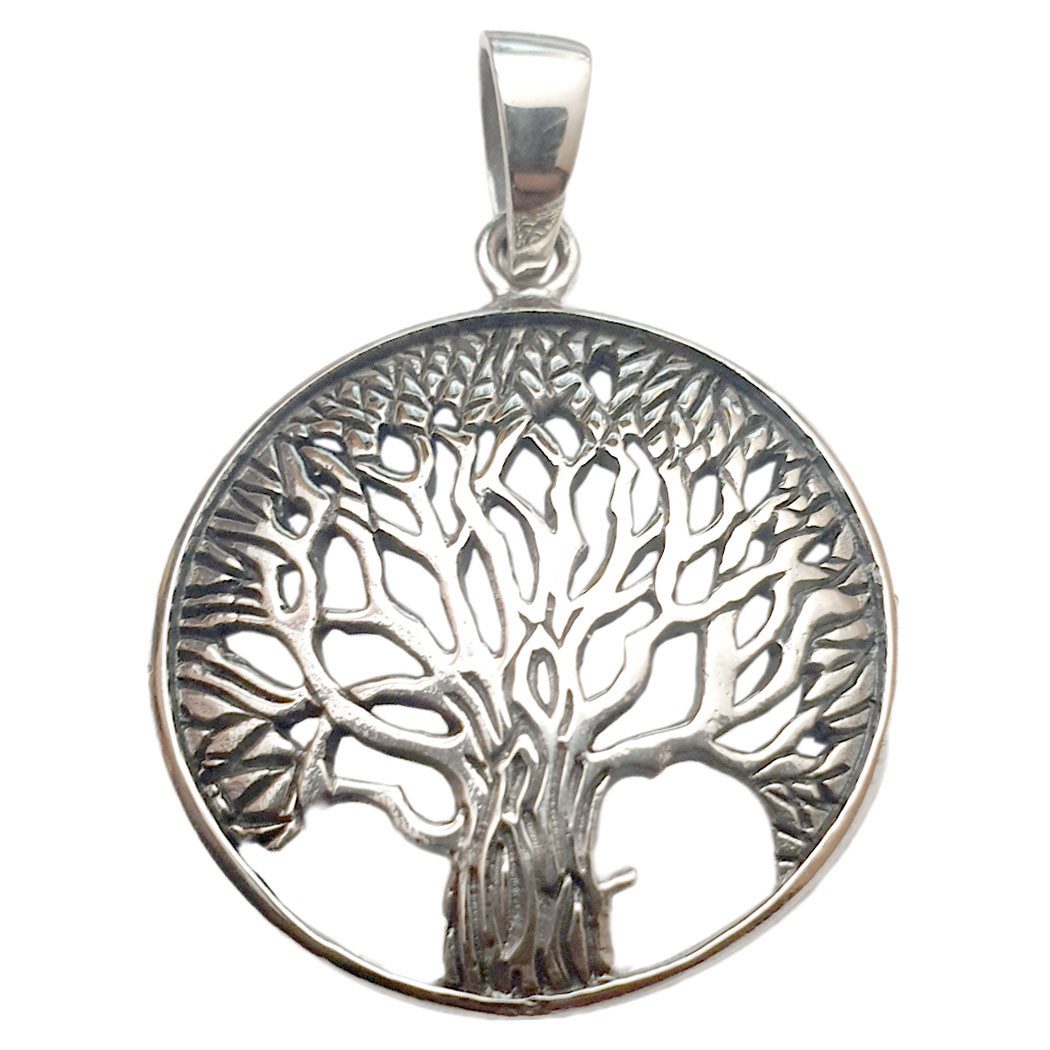 Kettenanhänger Weltenesche Yggdrasil Schmuck Anhänger Silber Lebensbaum Baum 27 mm