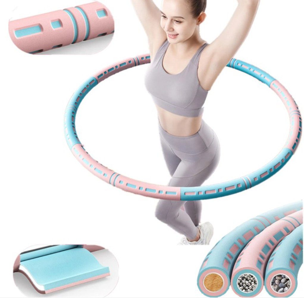 XDeer Hula-Hoop-Reifen Hula Hoop,6 Fitness gemacht, Hulahoop Tool pink leicht Edelstahl Gym Abschnitte Abnehmbarer,Abnehmen