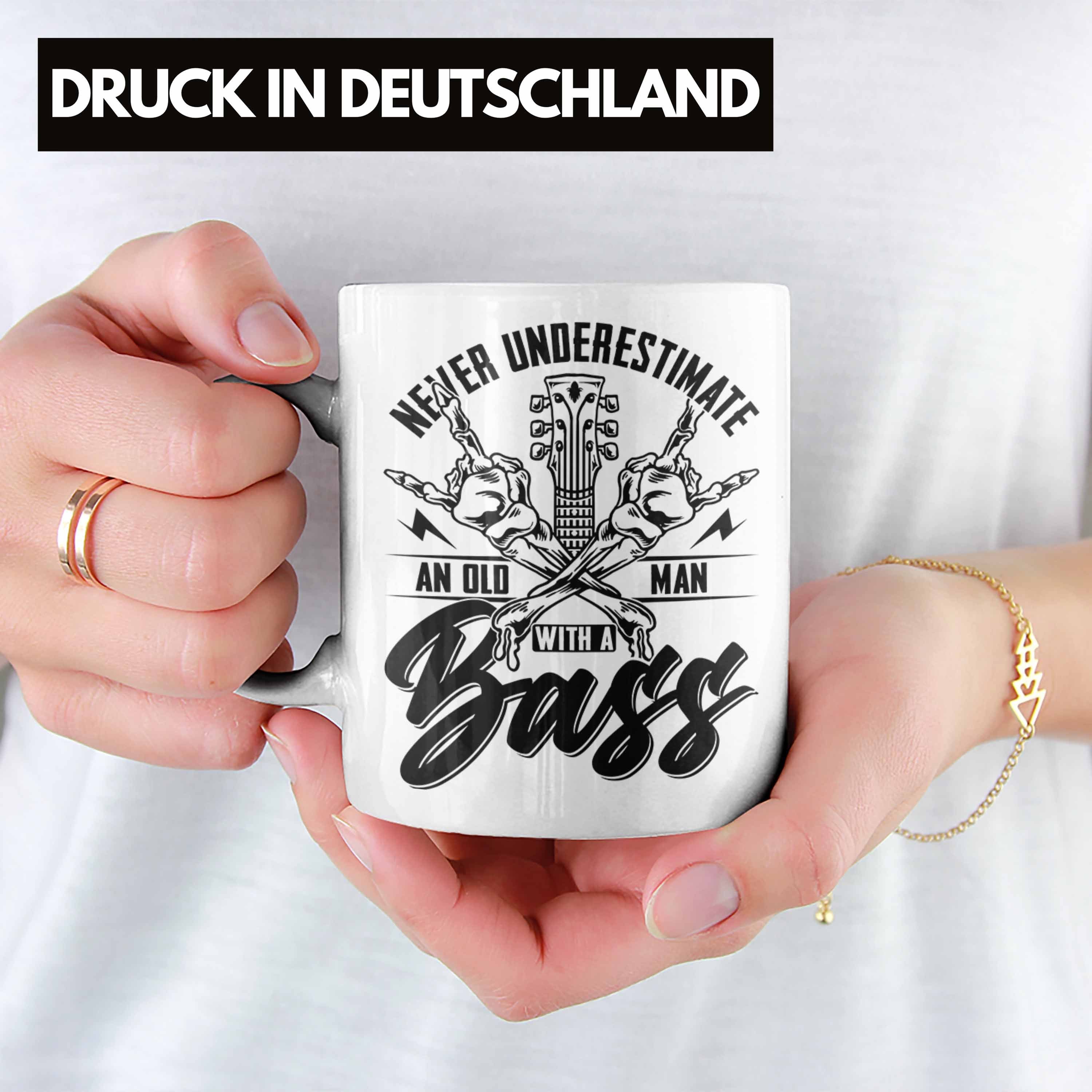 Trendation Tasse Bassist Tasse Geschenk Bass-Spieler Weiss Never Geschenkidee Kaffee-Becher U