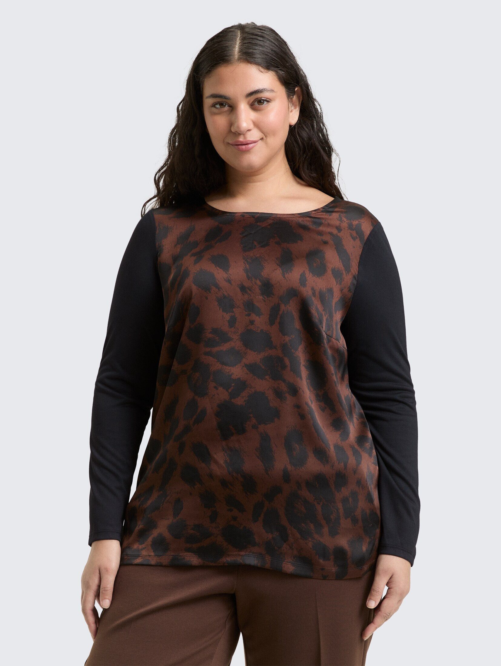 TOM TAILOR PLUS Langarmshirt T-Shirt Plus Size - Loose Fit Langarmshirt mit günstig online kaufen