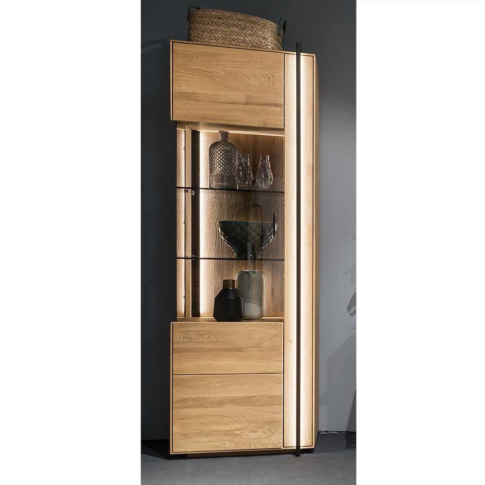 Pharao24 Vitrine Kapulka Massivholz und Vitrinenschrank Asteiche Glas Massivholz, Esszimmer aus aus