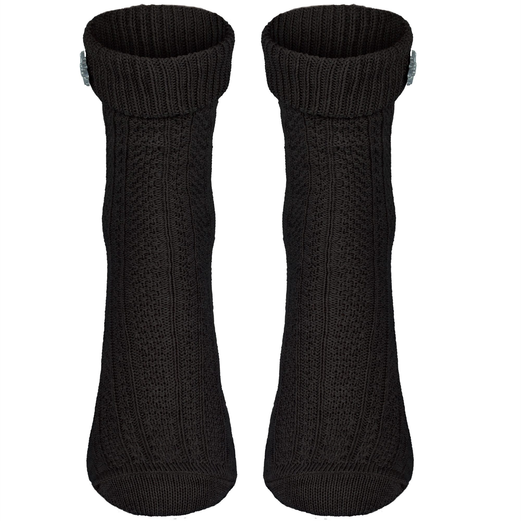 Black Snake Trachtensocken Trachtensocken mit Edelweiß-Pin für Damen & Herren (1-Paar, 1 Paar Trachtensocken mit Edelweiß-Pin) Abnehmbarer Edelweiß-Pin und klassisches Zopfmuster