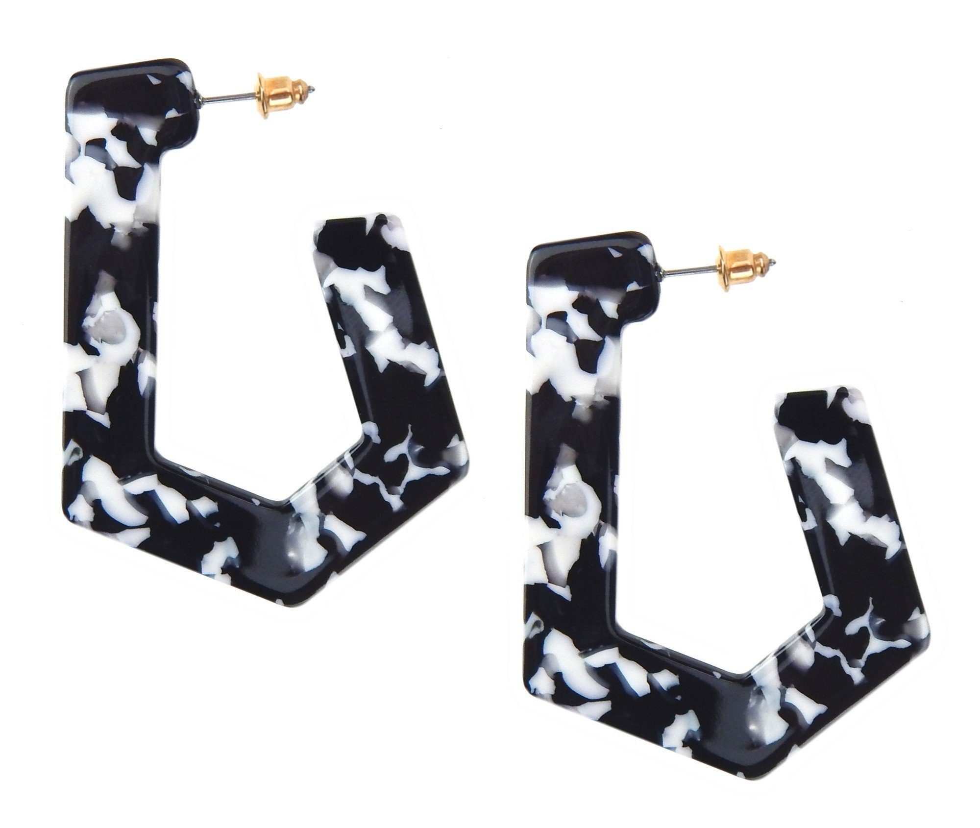 Ella Jonte Paar Серьги-гвоздики, große Trend Серьги schwarz weiß Schildpatt-Optik