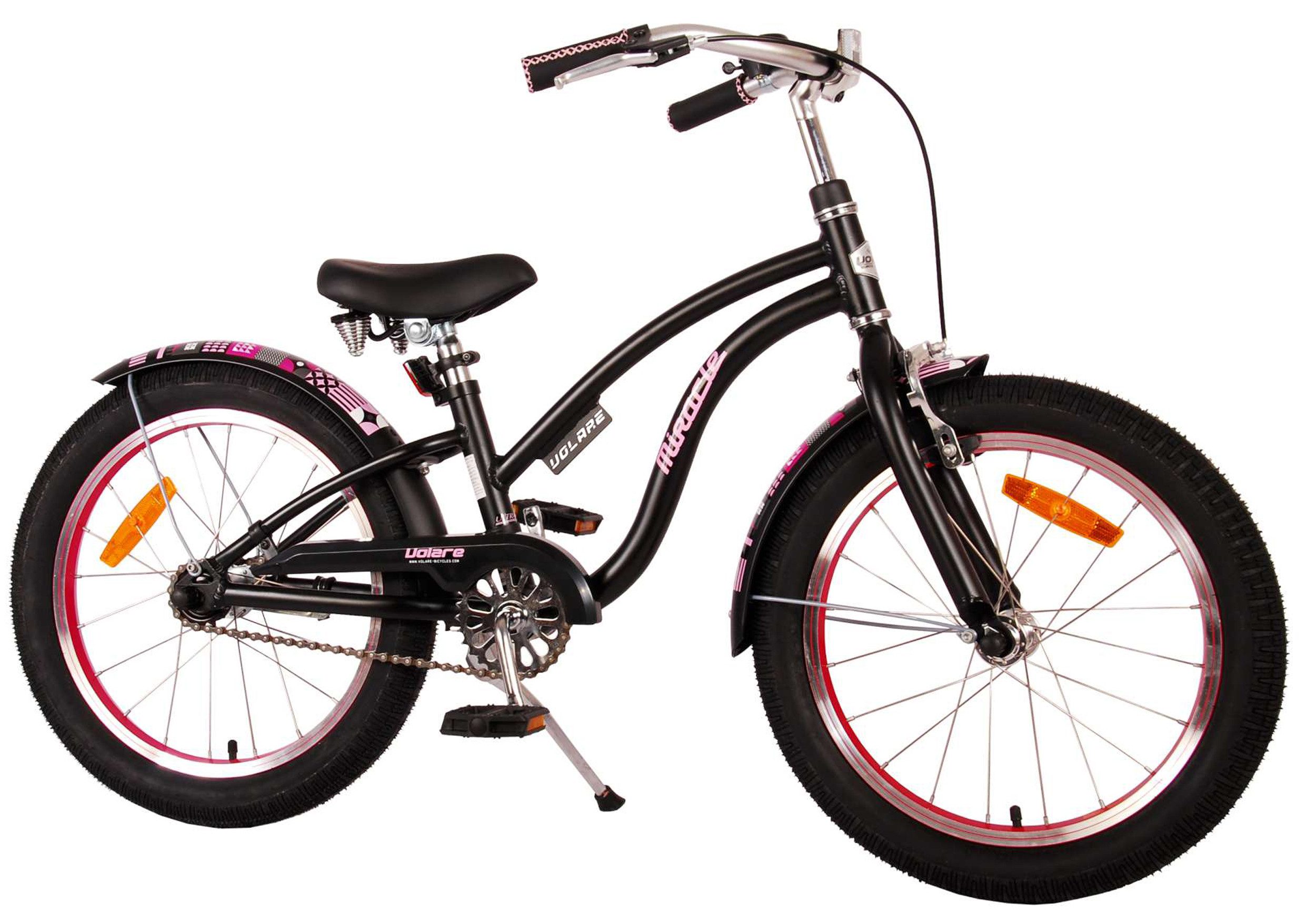 TPFSports Kinderfahrrad Volare Miracle Cruiser 18 Zoll mit Rücktritt + Handbremse, 1 Gang, (Mädchen Fahrrad - Rutschfeste Sicherheitsgriffe), Kinder Fahrrad 18 Zoll mit Ständer Laufrad Mädchen Kinderrad