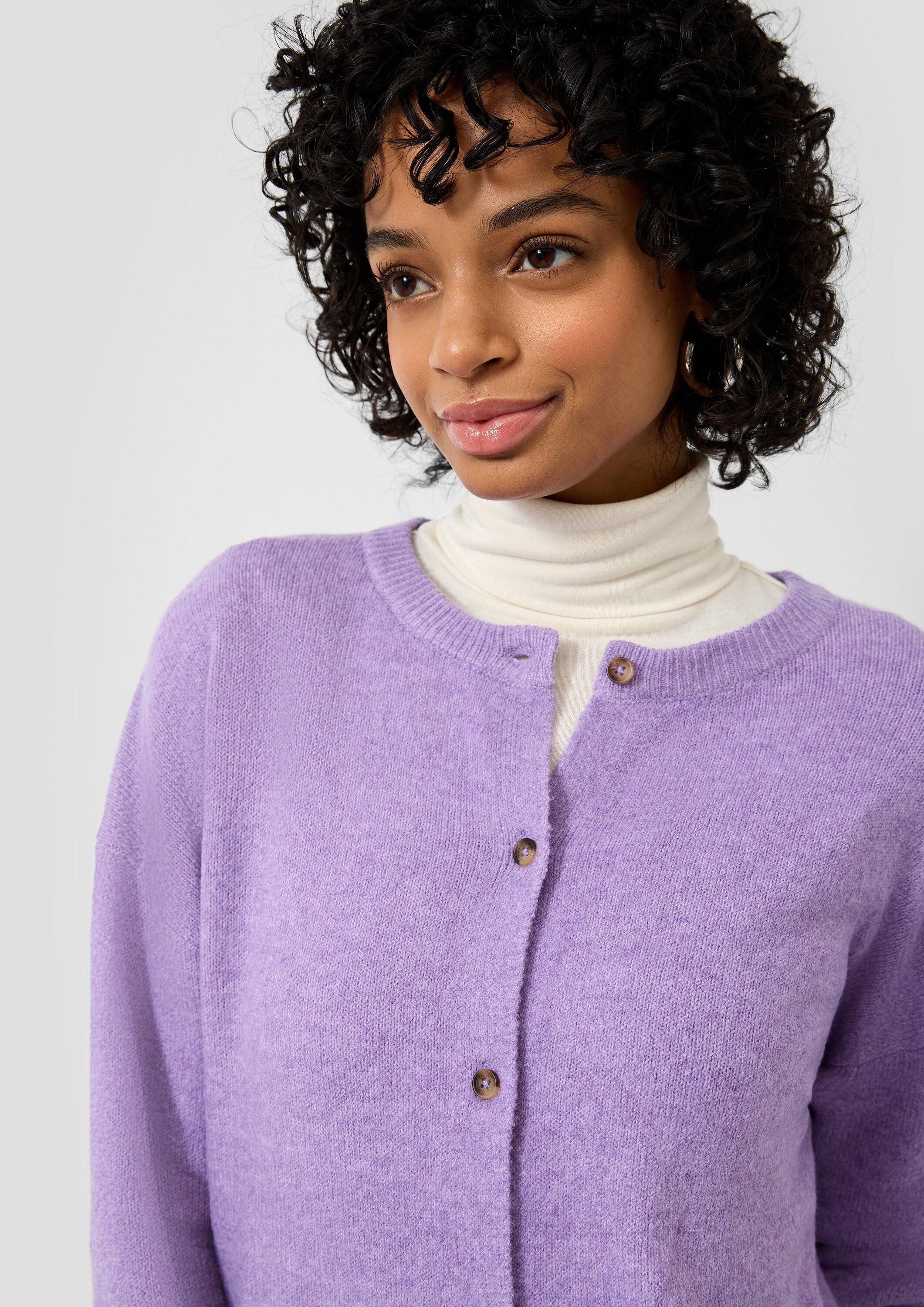 QS Cardigan Strickjacke Melierte Strickjacke