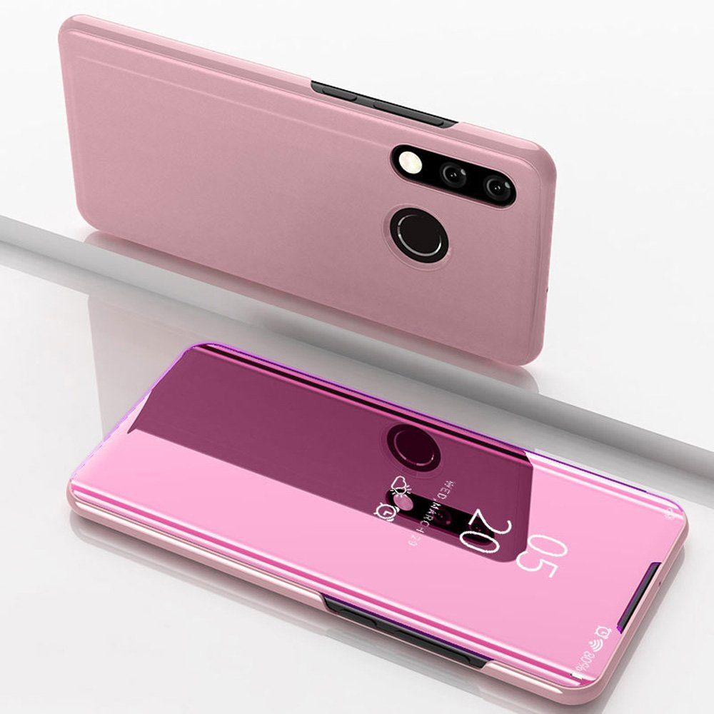 FITSU Handyhülle Spiegel Hülle für Huawei P30 Lite New Edition Handytasche, Schlanke Klapphülle, elegantes Flipcase, Handyhülle mit Standfunktion