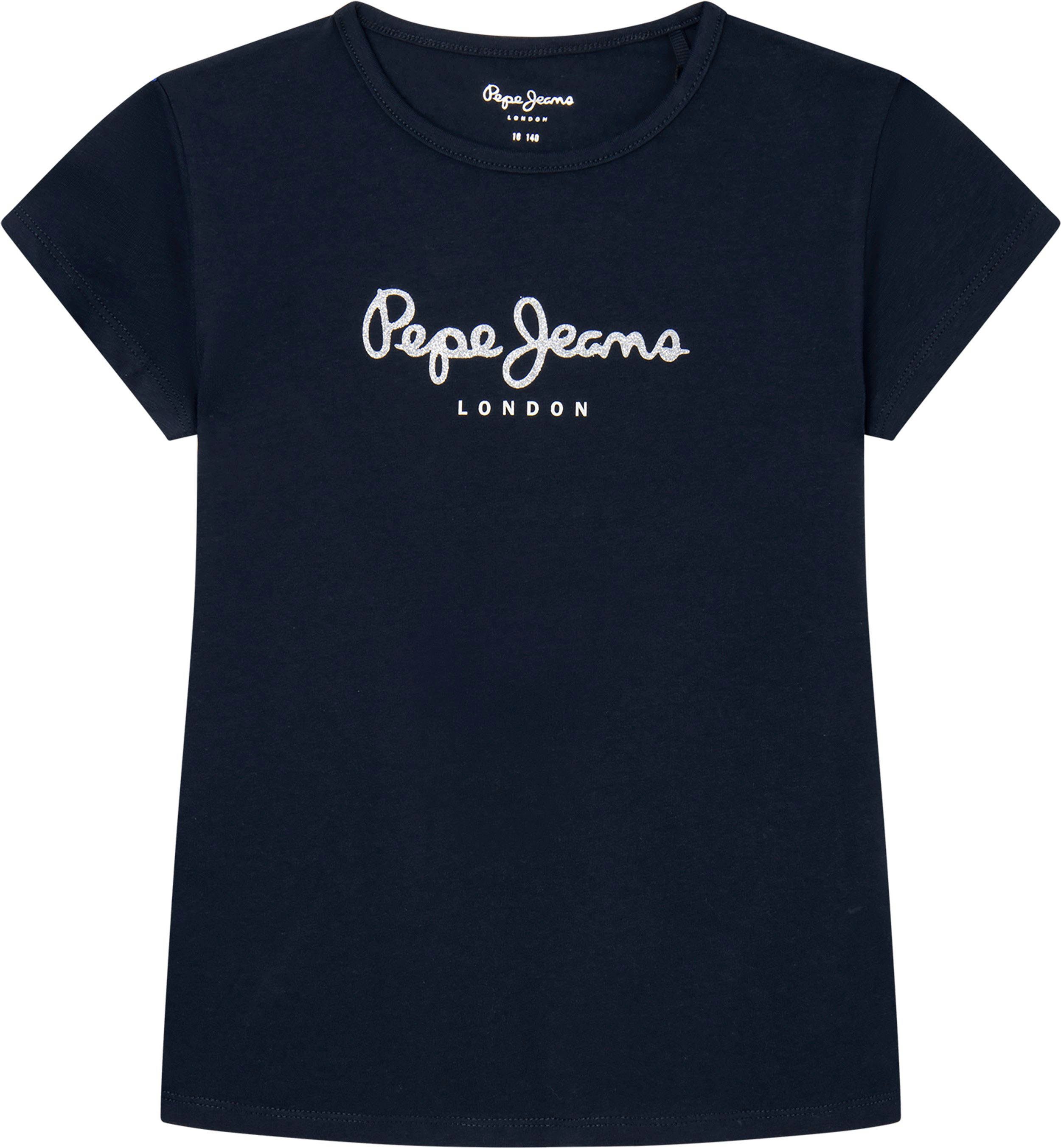 Pepe Jeans T-Shirt Hana Glitter mit Glitzerschriftzug dulwich
